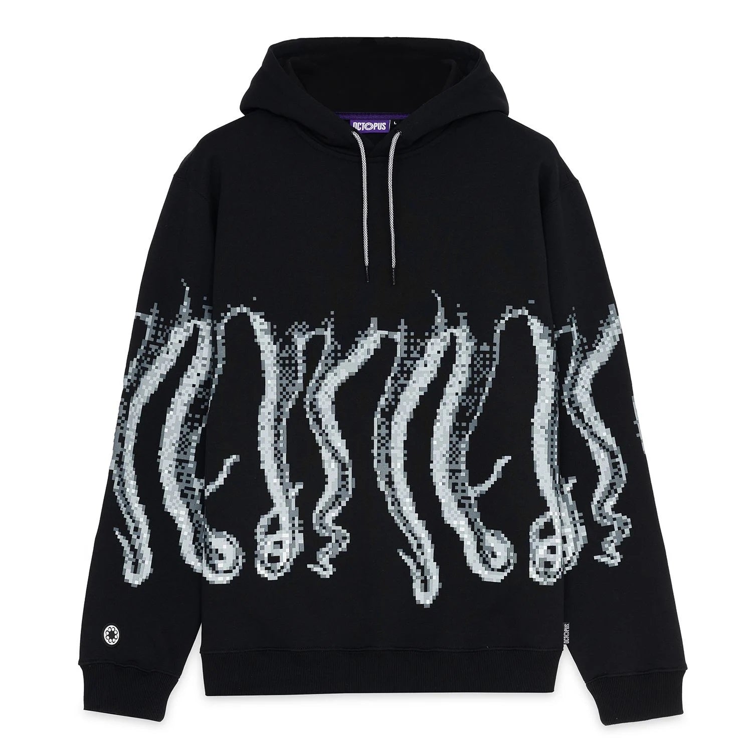 OCTOPUS Felpa Cappuccio Octopus Censored Outline Hoodie Nero