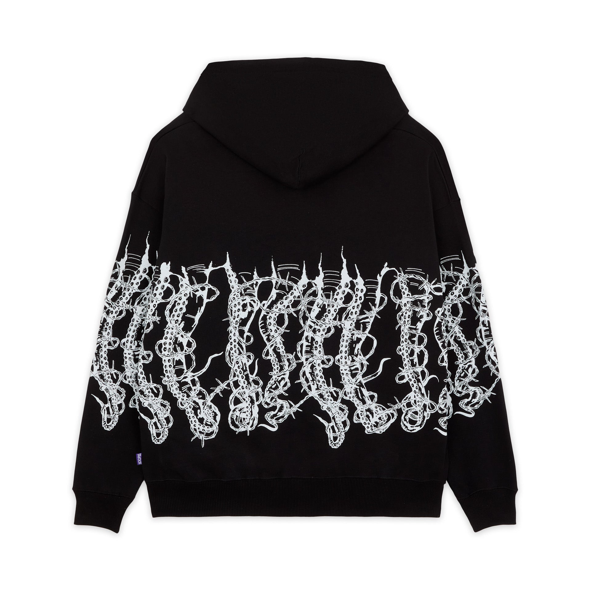 Octopus Felpa Bianca Octopus Brand Black Hoodie Flaming Tentacles