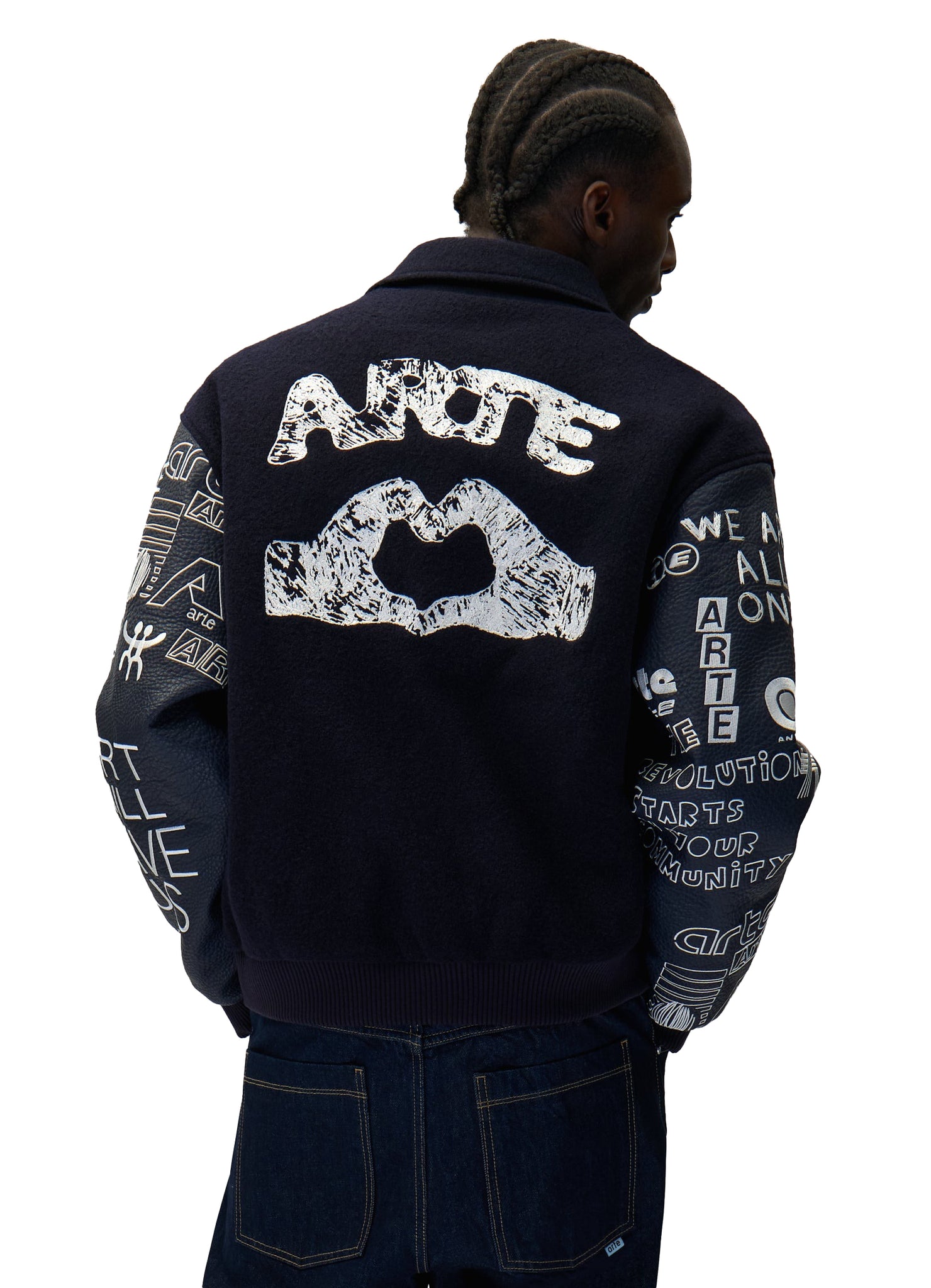 Arte Antwerp Graffiti Varsity Jacket  Navy
