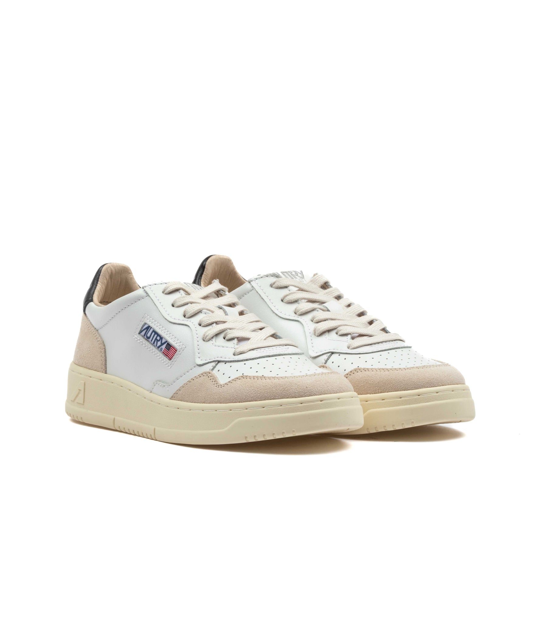 Autry Medalist Low Pelle E Suede Bianca Nera Uomo