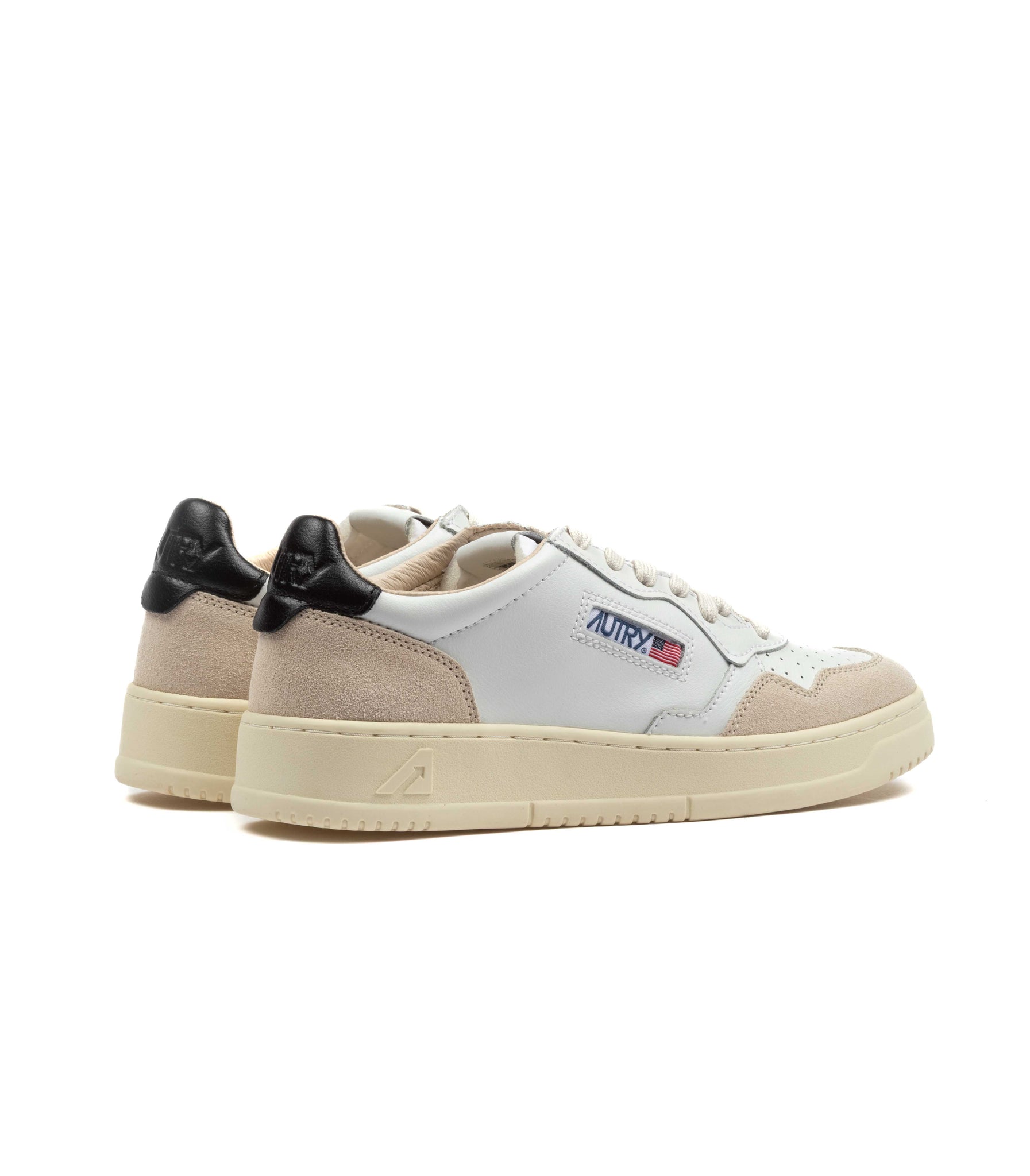 Autry Medalist Low Pelle E Suede Bianca Nera Uomo