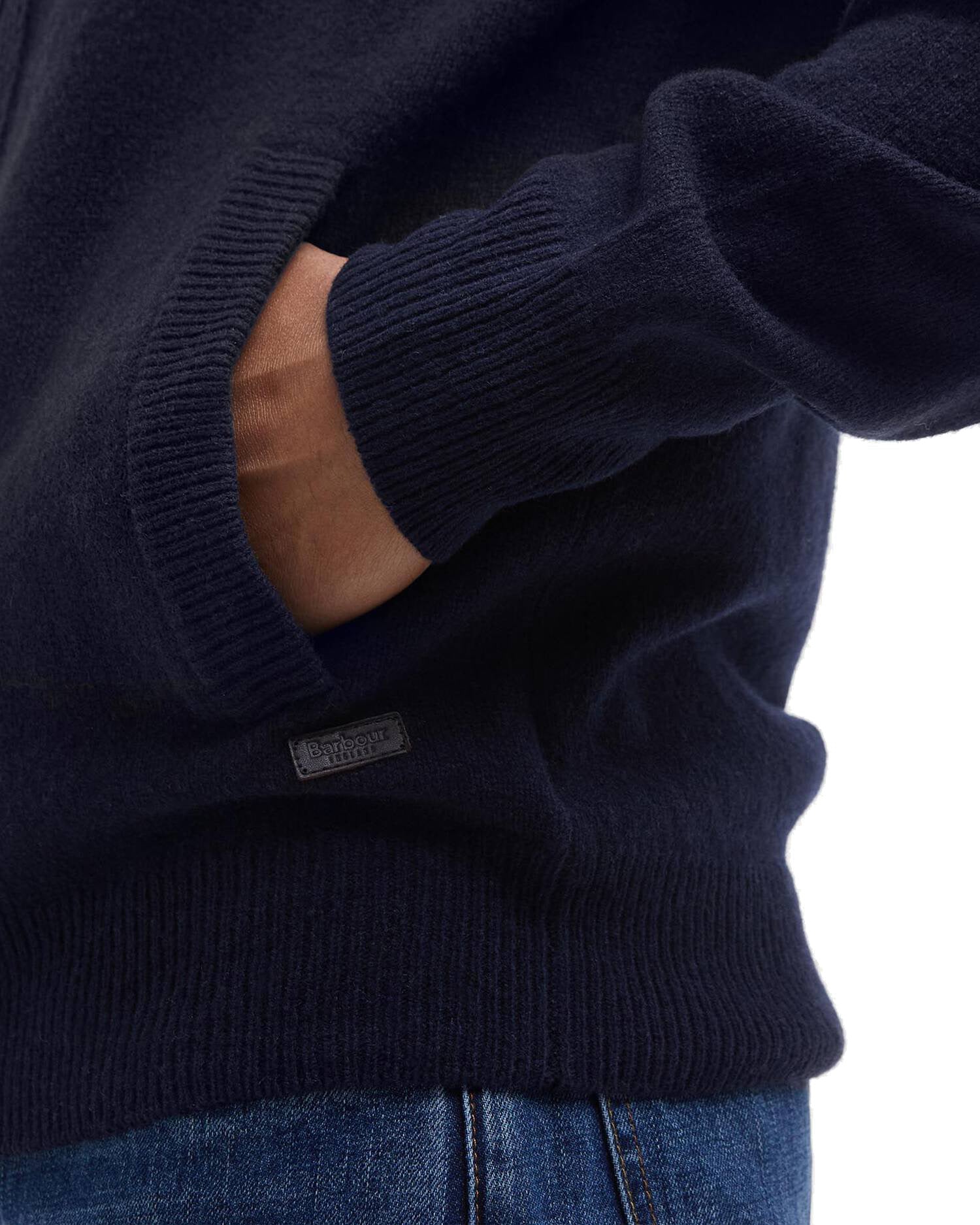 Barbour Essential Patch Zip Lunga Maglia Bottoni Uomo