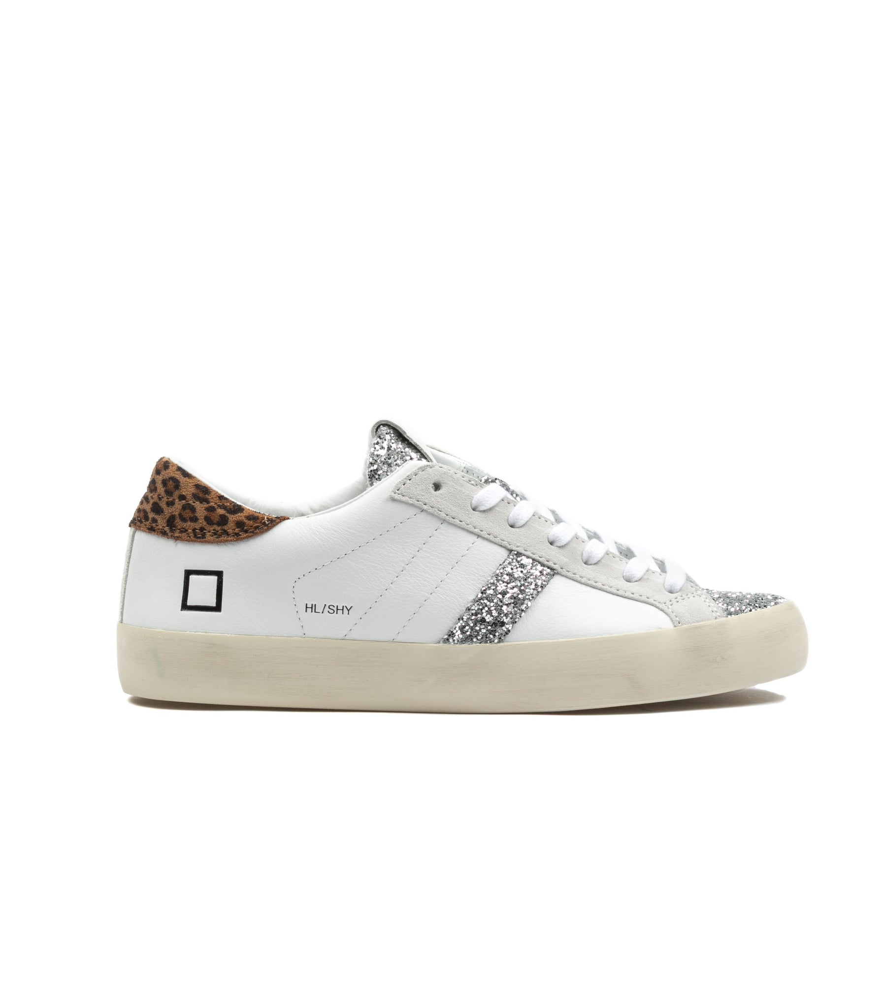 D.A.T.E. Hill Low Donna Shiny White Leopard