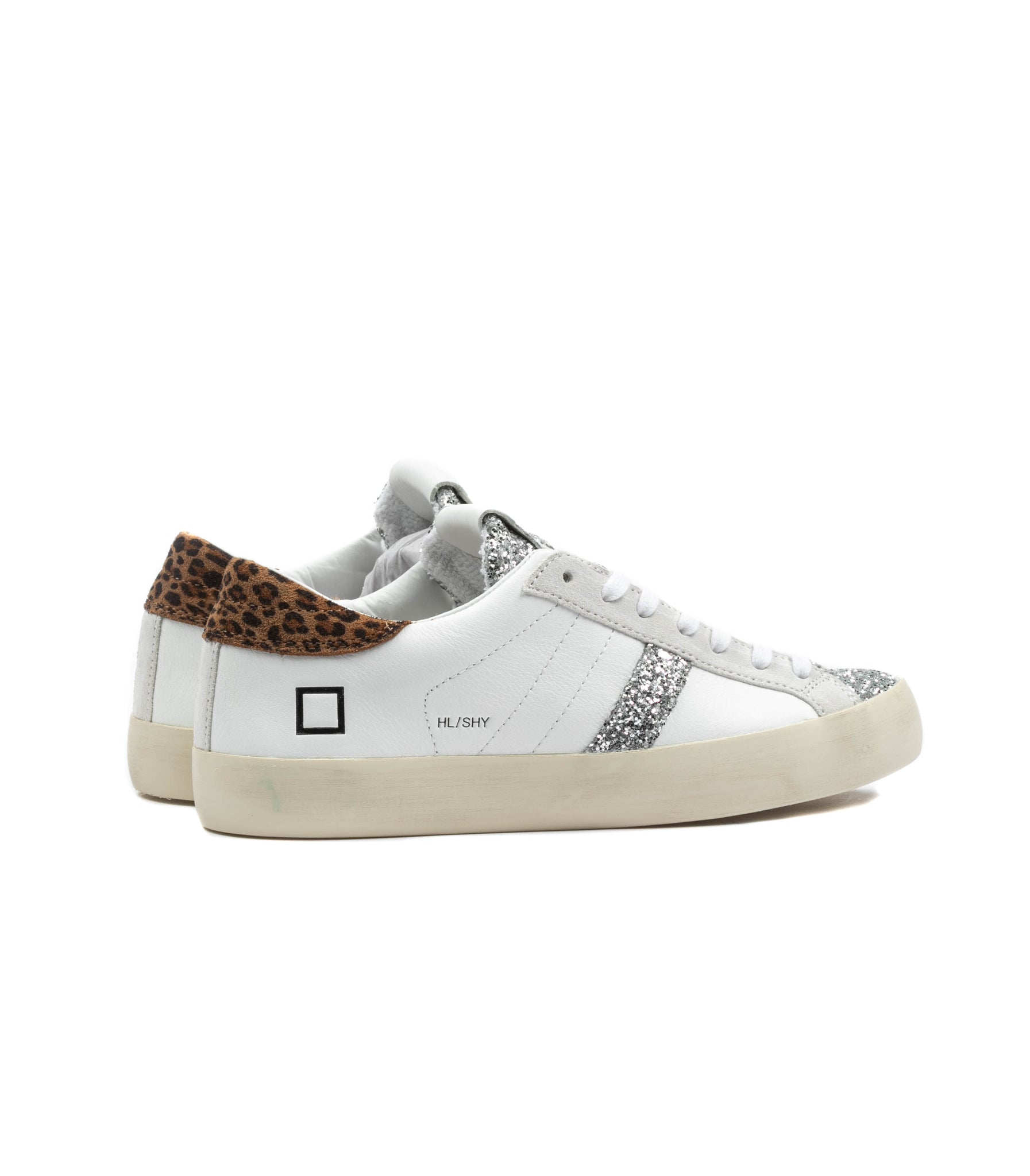 D.A.T.E. Hill Low Donna Shiny White Leopard