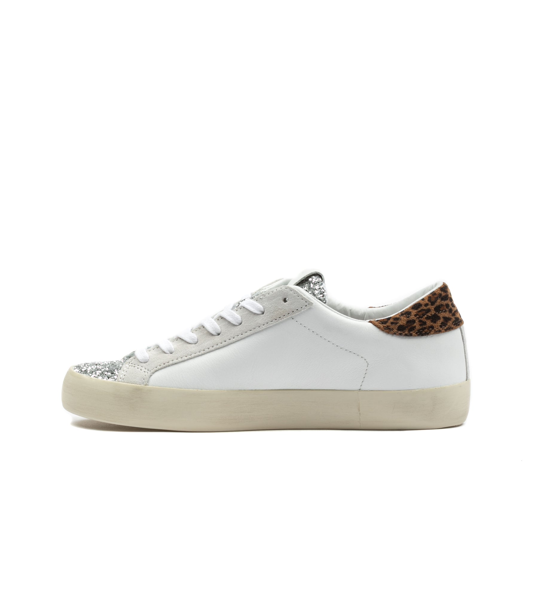 D.A.T.E. Hill Low Donna Shiny White Leopard