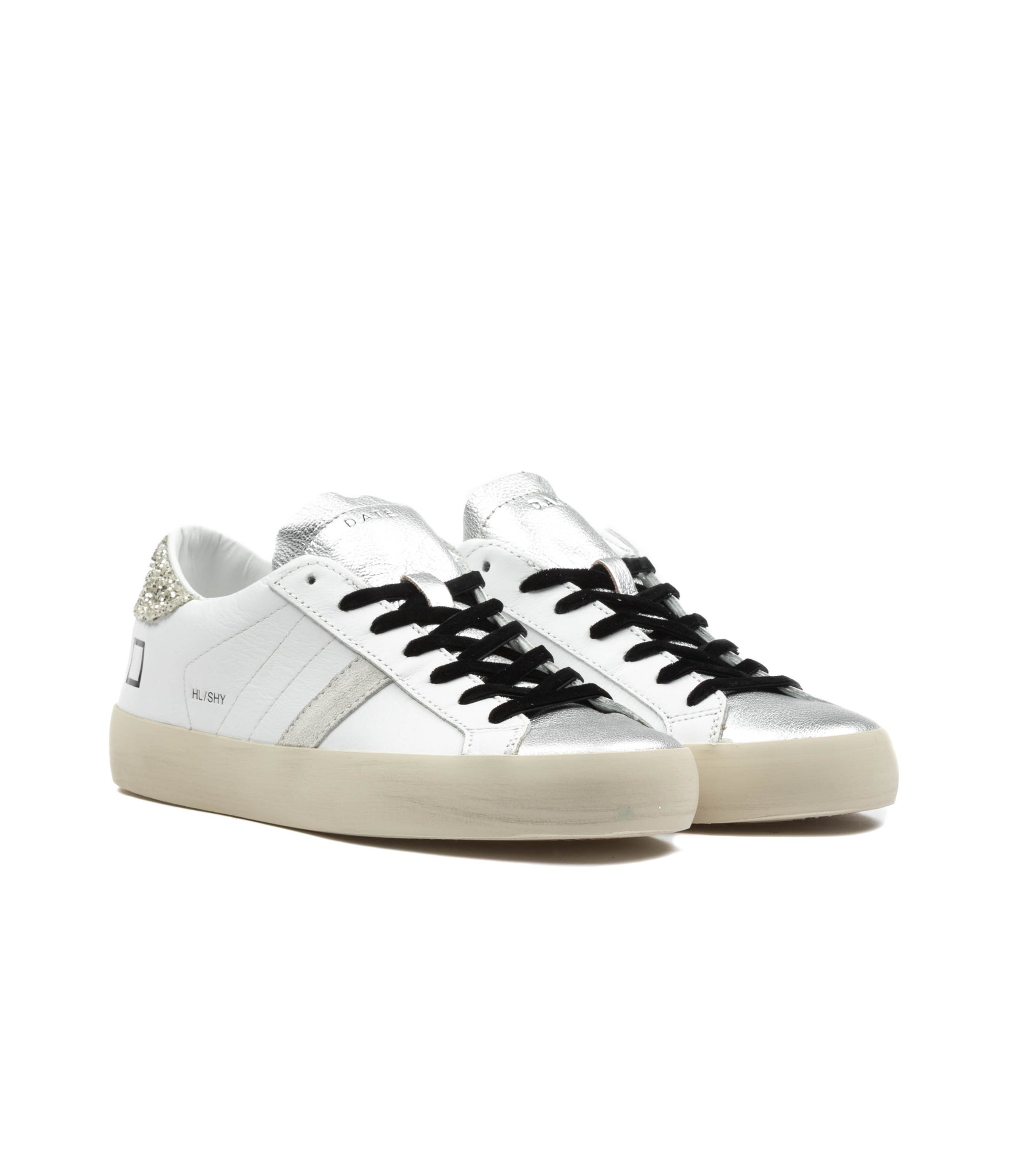 D.A.T.E. Hill Low Donna Shiny White Platiunm