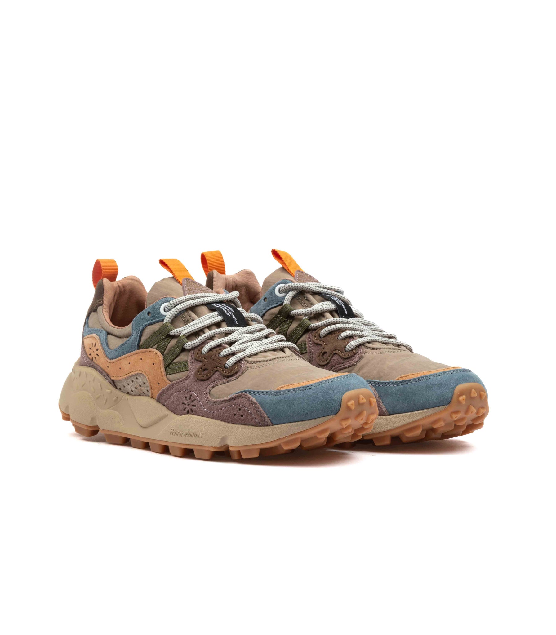Flower Mountain Yamano 3 Suede Nylon Petrol Grey Light Papaya Donna