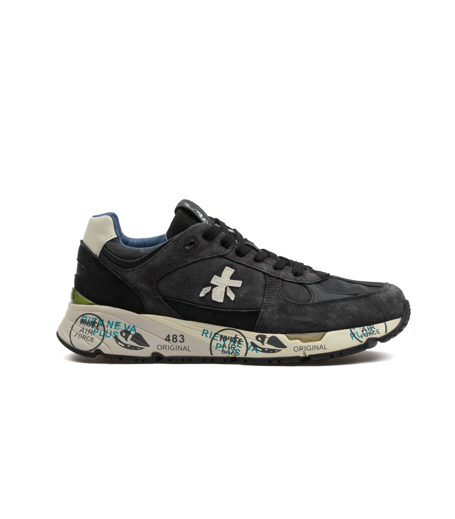 Premiata Mase 7819 Pelle Canvas Cerato Vintage Blu Uomo