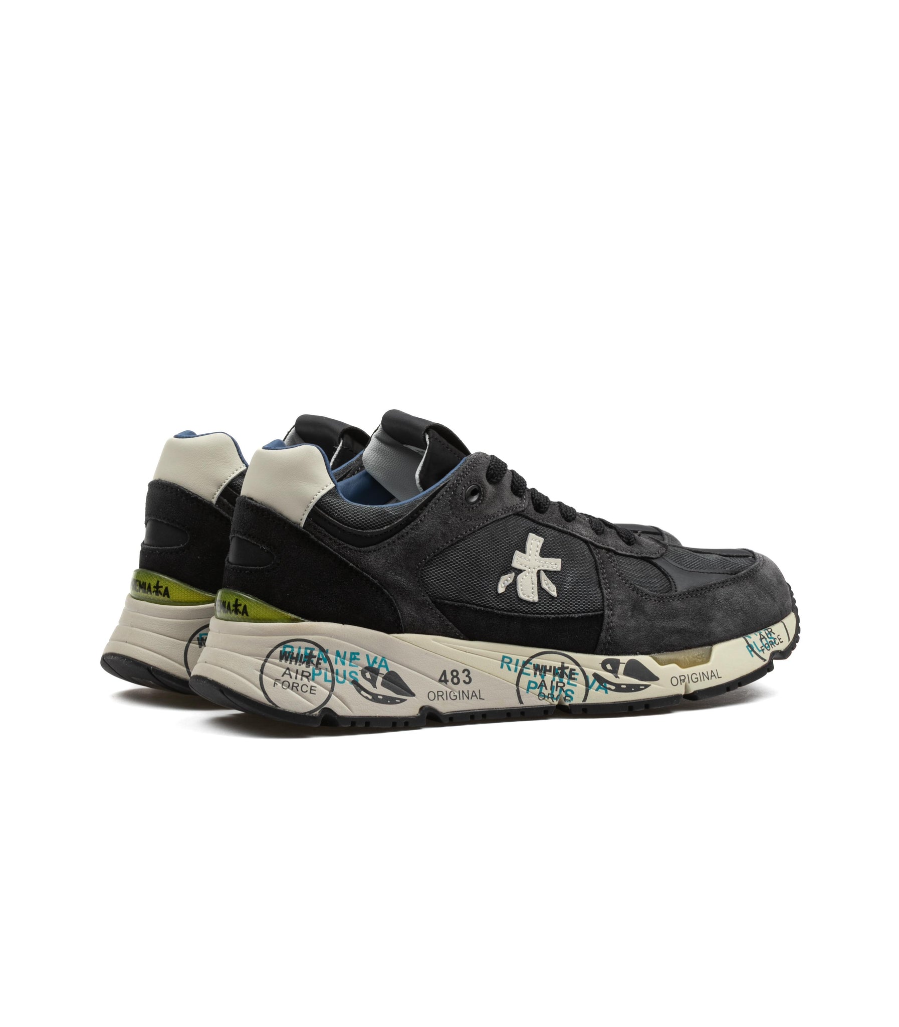 Premiata Mase 7819 Pelle Canvas Cerato Vintage Blu Uomo