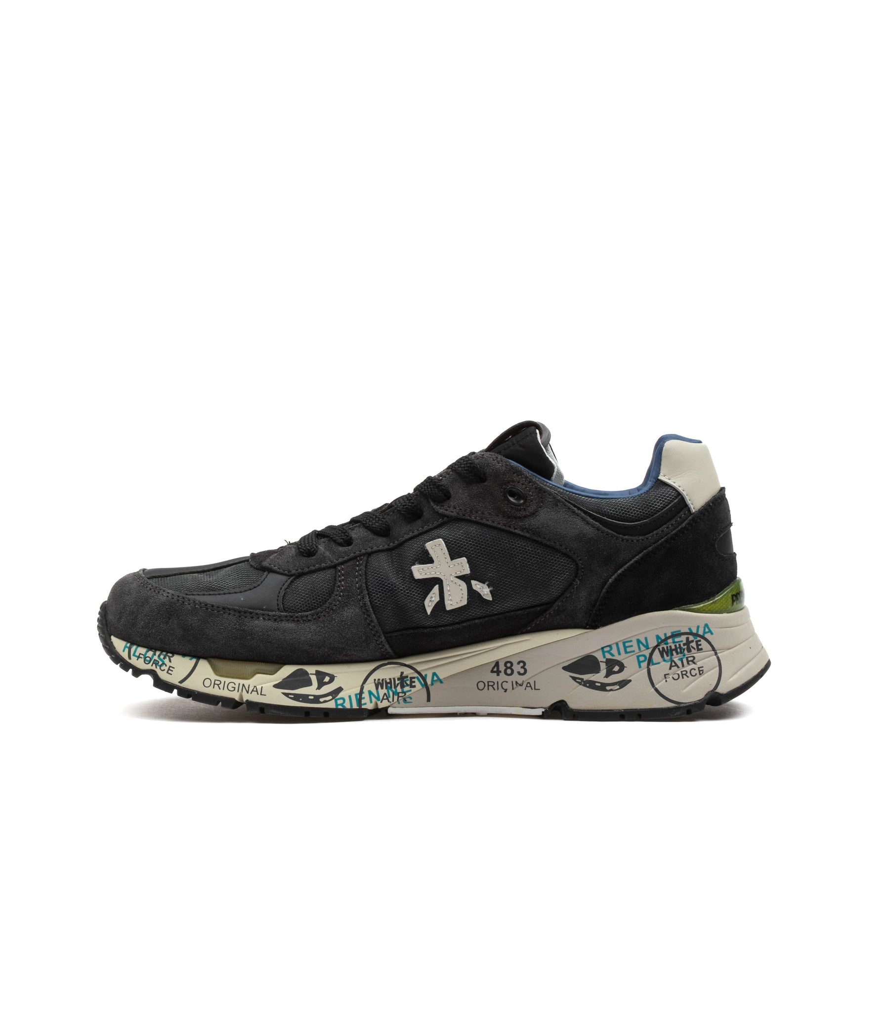 Premiata Mase 7819 Pelle Canvas Cerato Vintage Blu Uomo