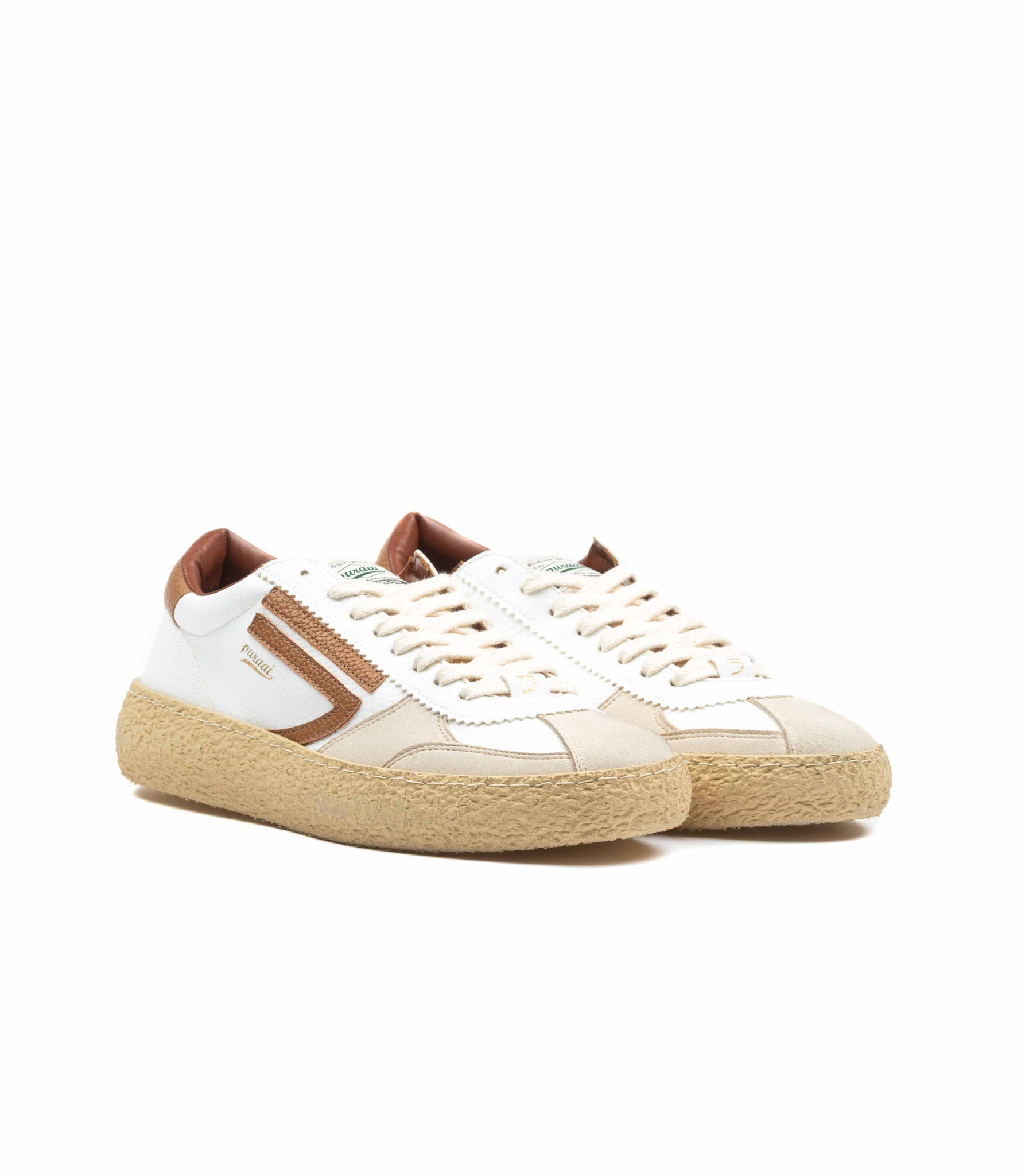 Puraai Vintage Biscotto Vegan Leather Bianco Marrone Uomo