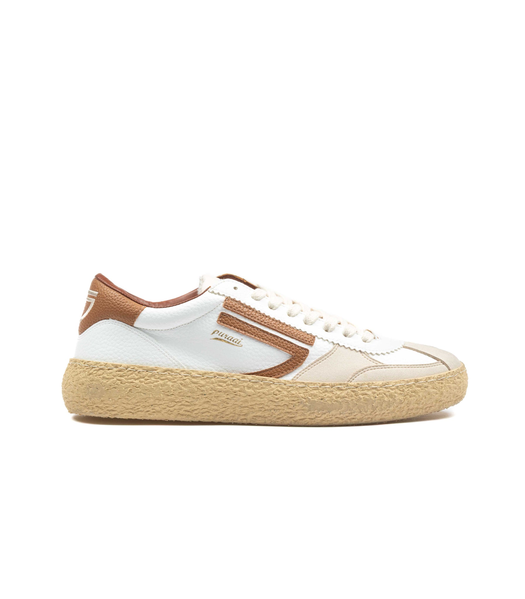 Puraai Vintage Biscotto Vegan Leather Bianco Marrone Uomo