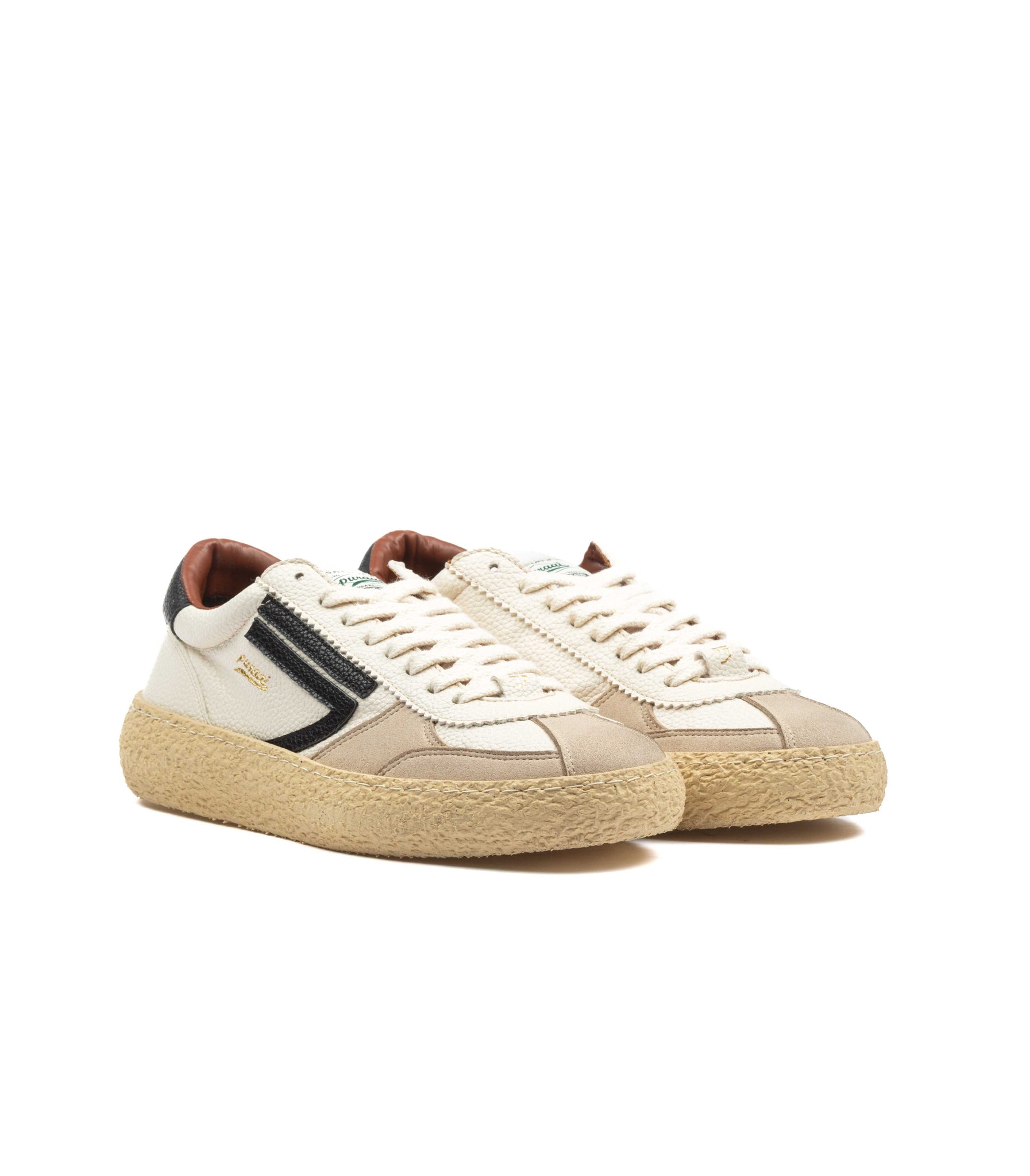 Puraai Vintage Osso Vegan Leather Bianco Nero Uomo