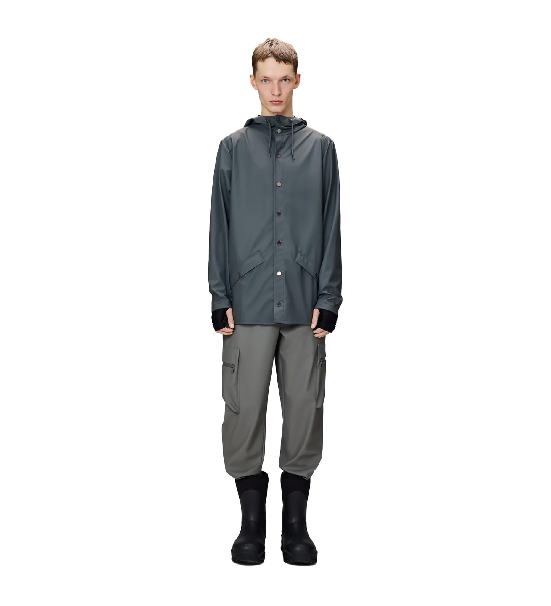 Giacca Rains  Impermeabile Bottoni Grigio