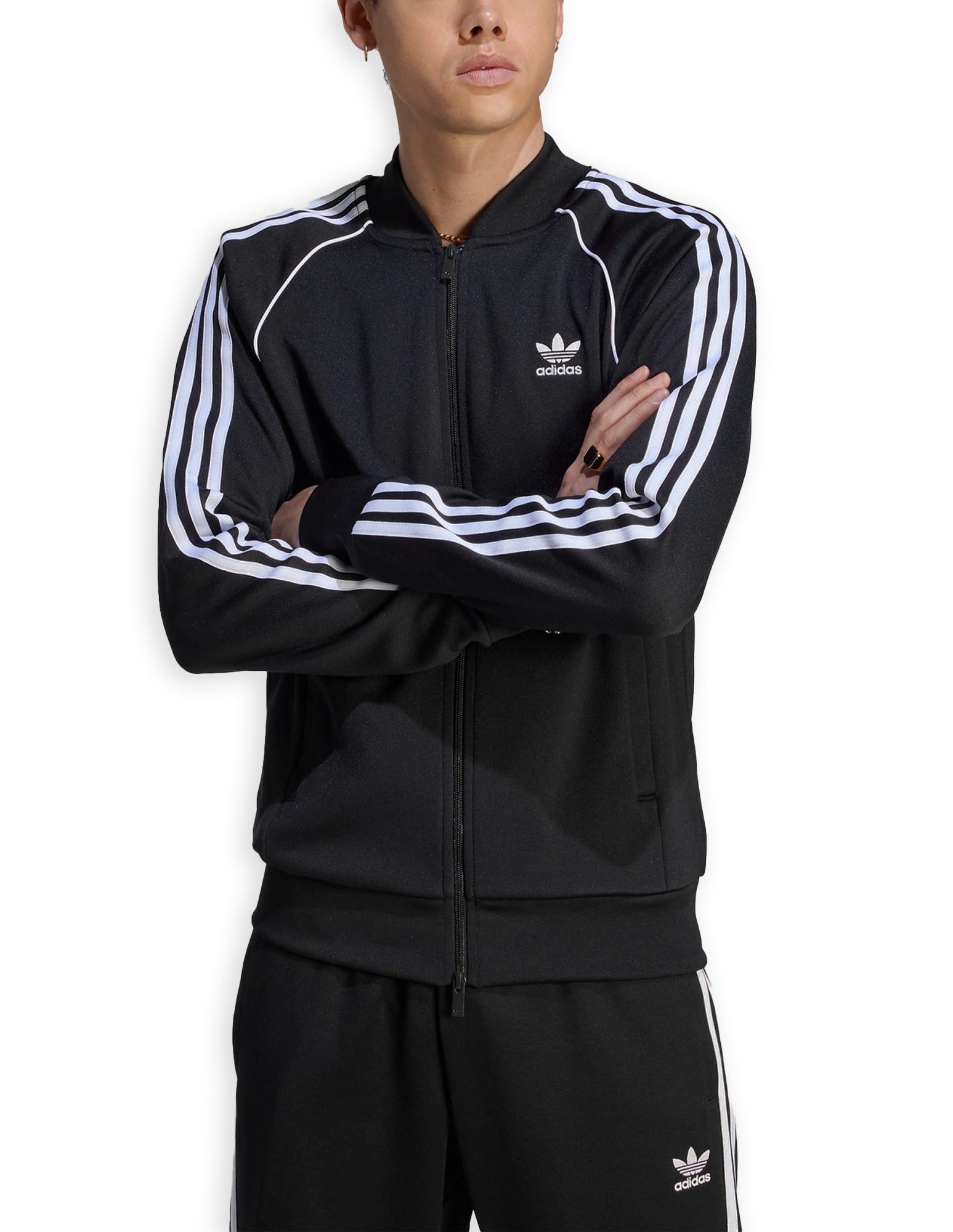 Felpa Zip Adidas Sst Tt Black White Uomo