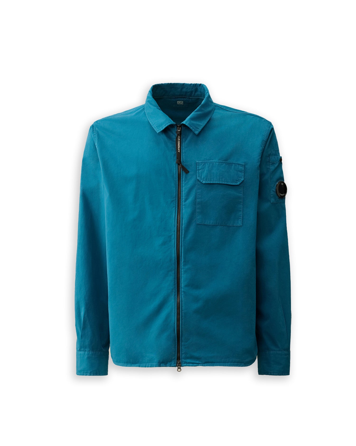 Camicia C.P. Company Gabardine Zipped Shirt Blu Elettrico Uomo