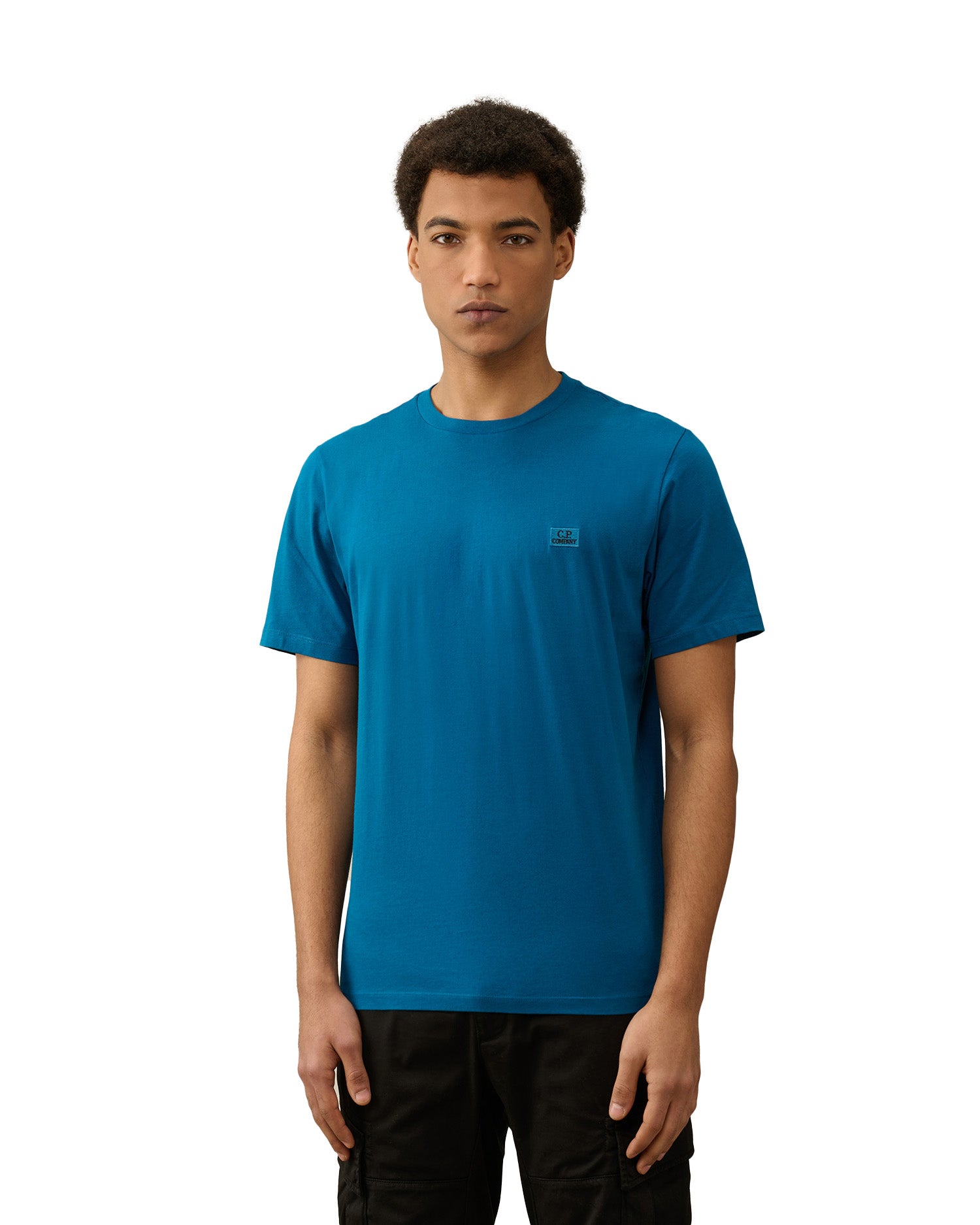 T-Shirt C.P. Company 30/1 Jersey Logo Blu Elettrico Uomo