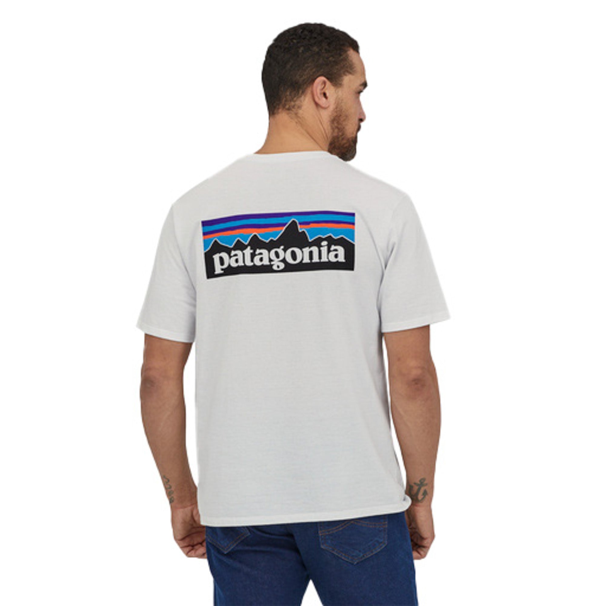 T-Shirt Patagonia Men'S P-6 Logo Bianco