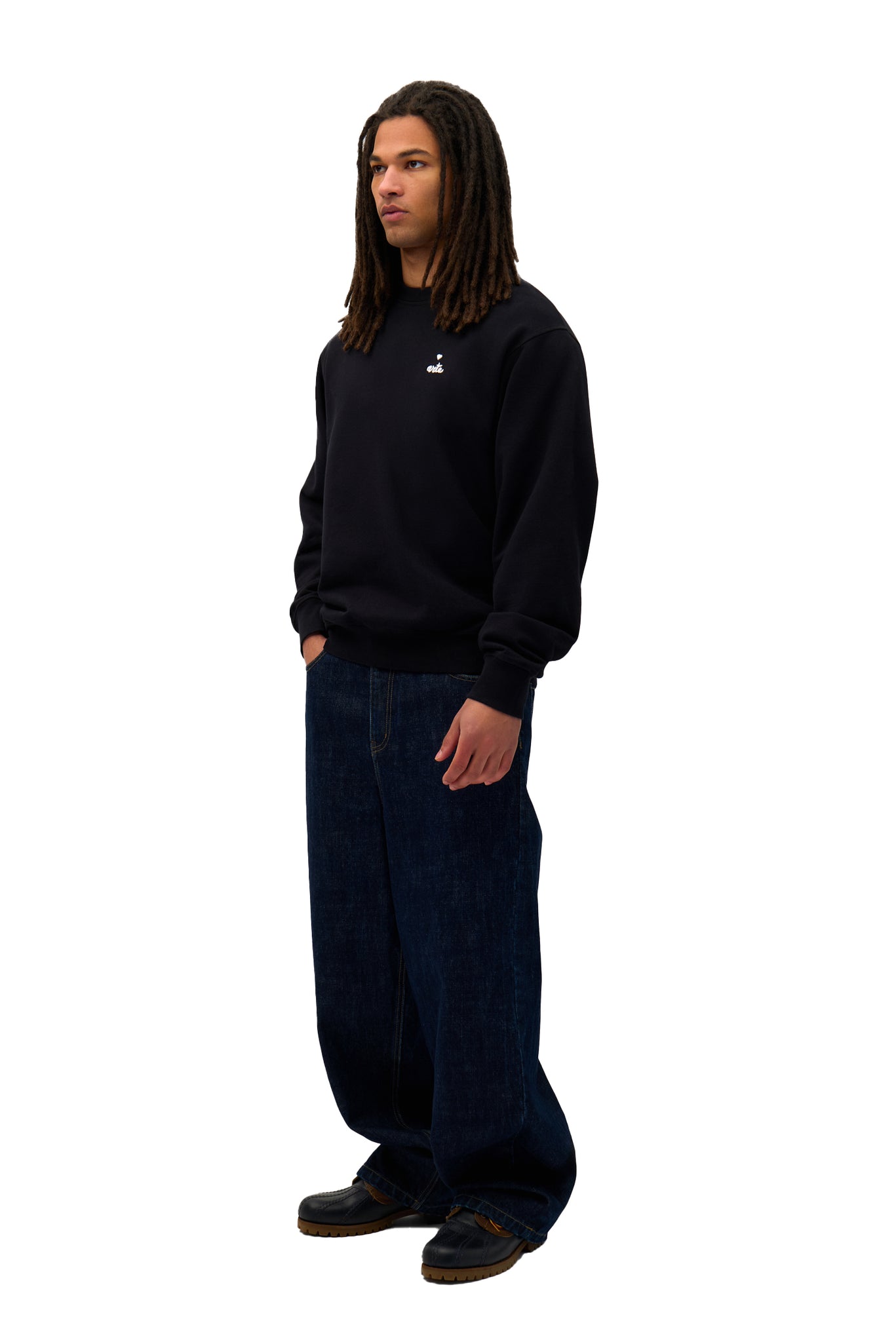 Felpa Girocollo Heart Crewneck Nera