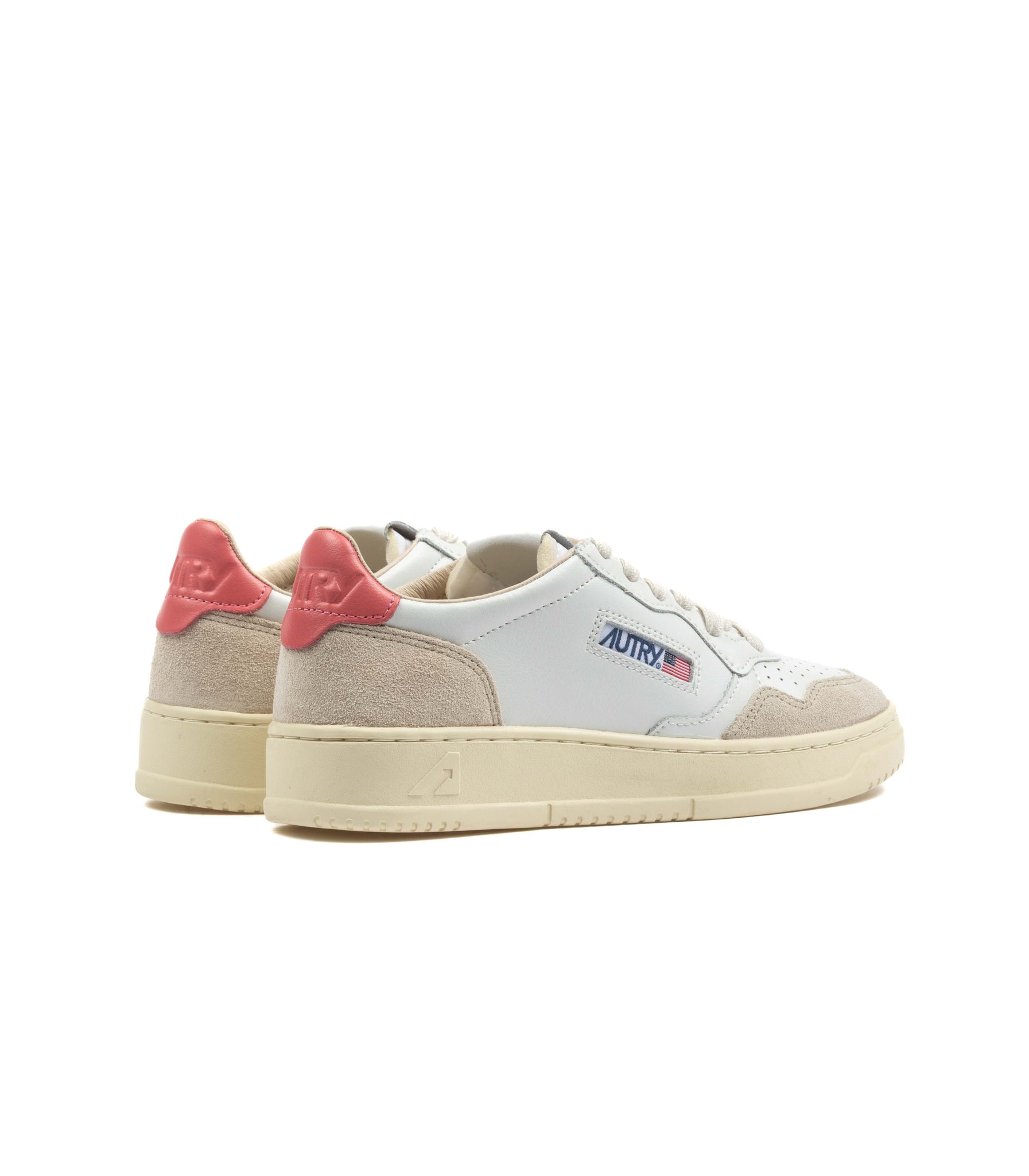 Autry Autry Medalist Low Pelle Suede Bianca Tearose