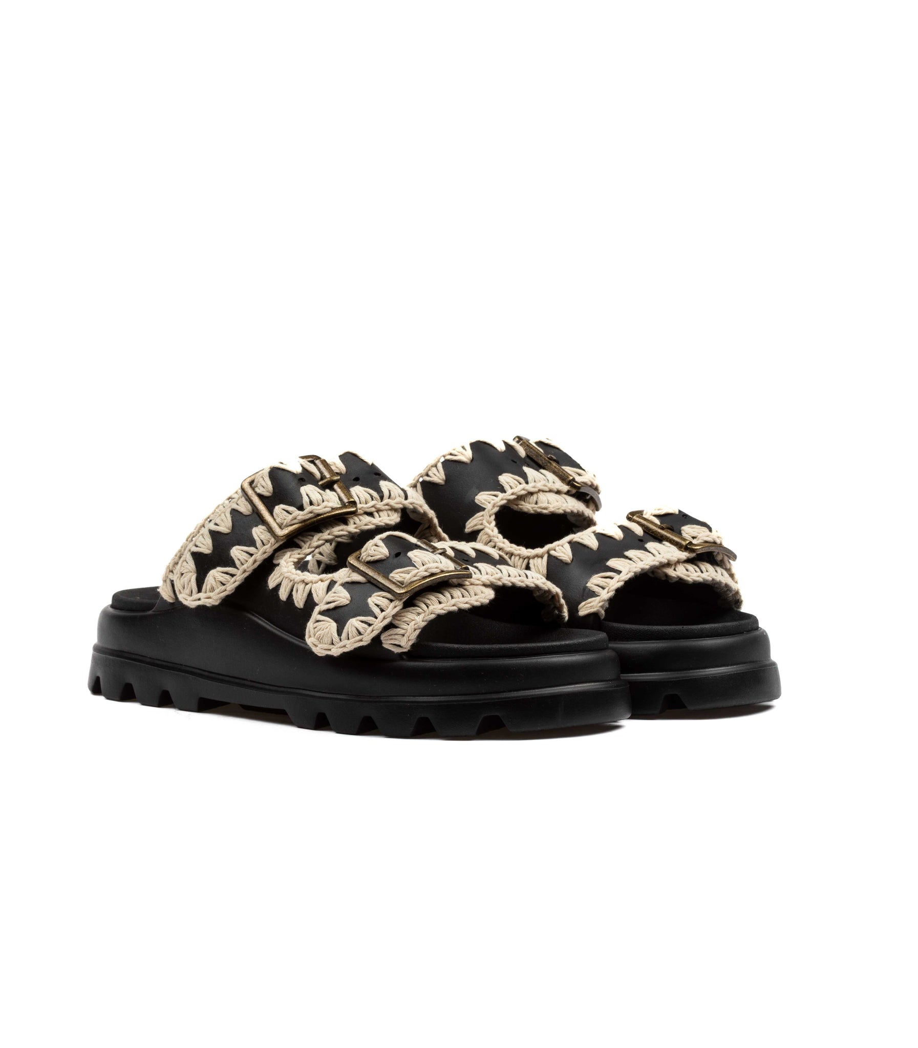 Mou Eva One Piece Slide Two Buckle Nero