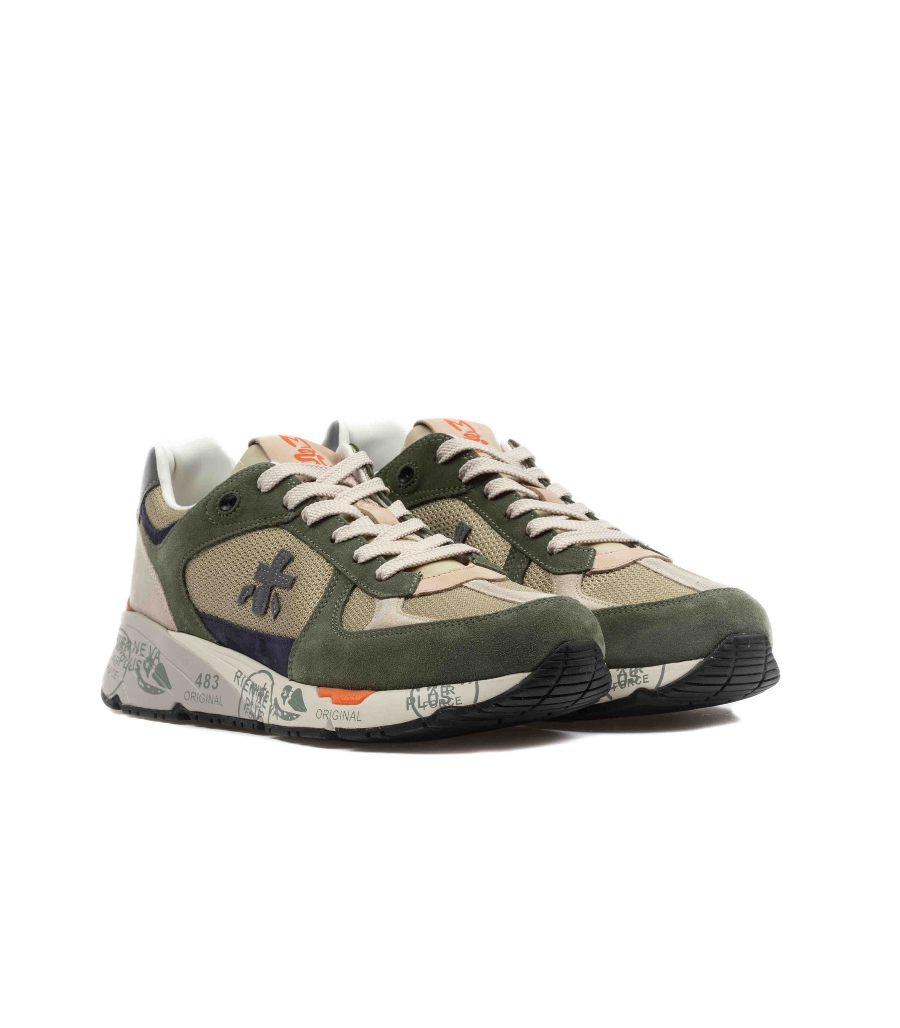 Premiata Mase 7295 Pelle Mesh Verde Militare