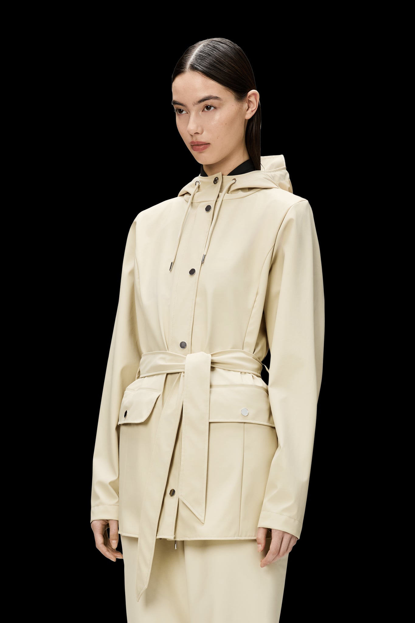 Rains Curve Short Jacket Crema