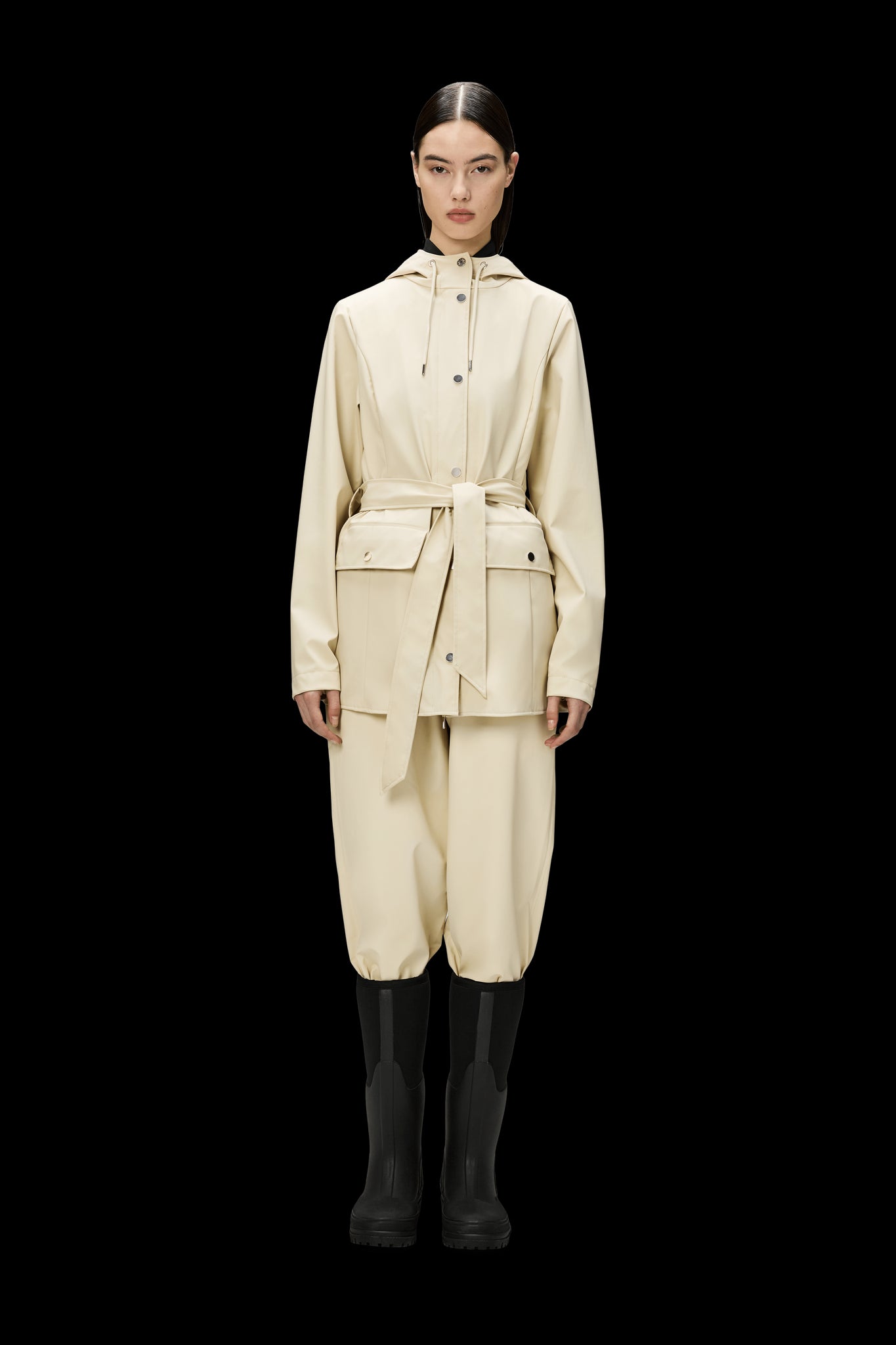 Rains Curve Short Jacket Crema