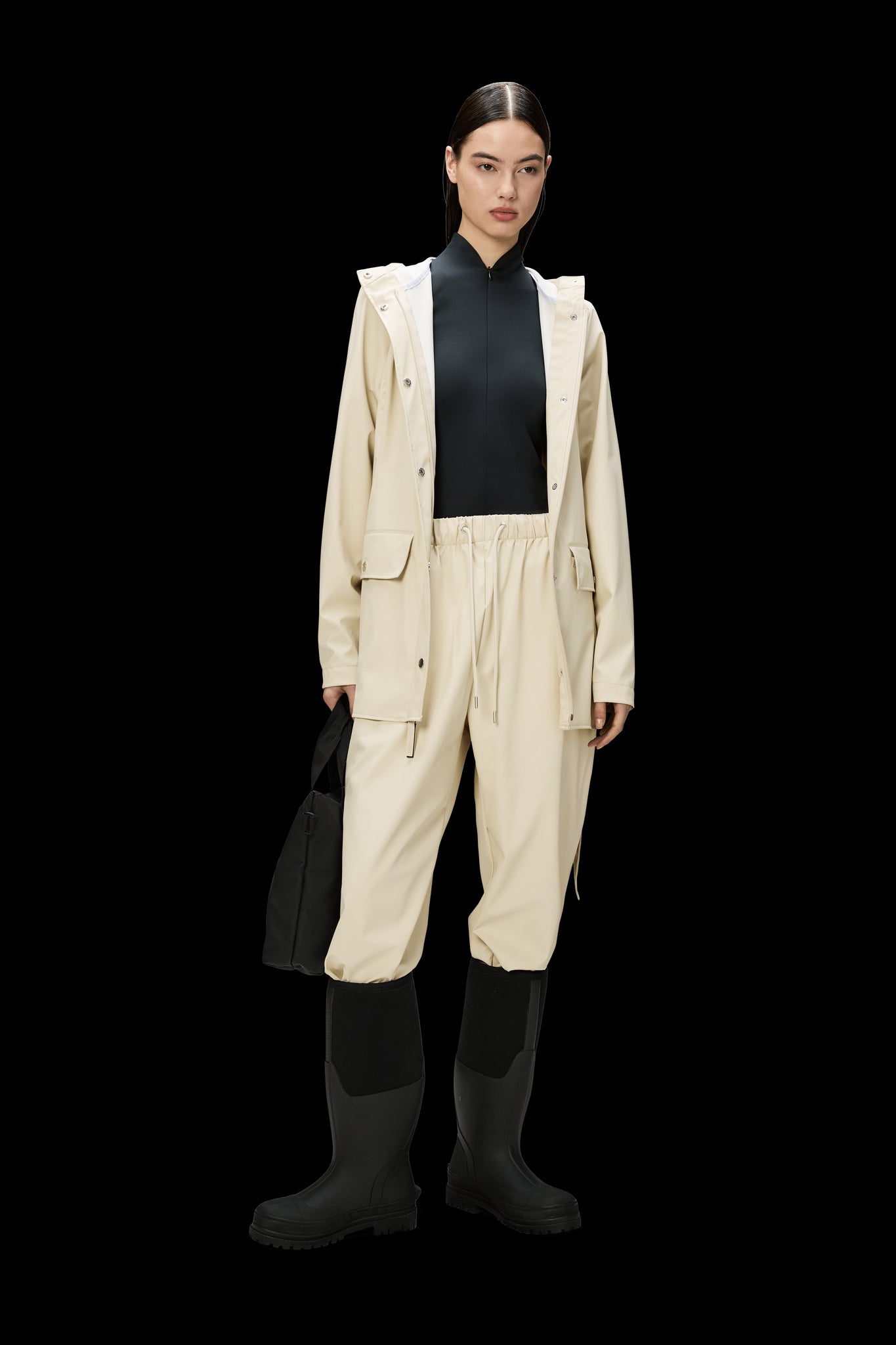 Rains Curve Short Jacket Crema