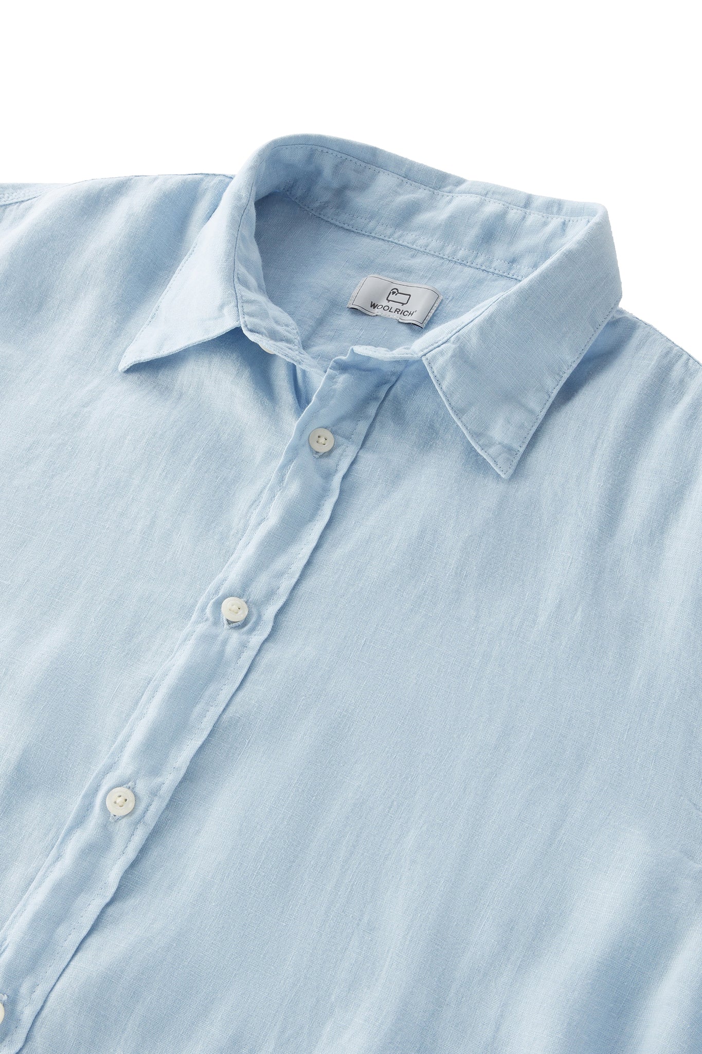 Camicia Di Woolrich In Puro Lino Tinta In Capo Celeste
