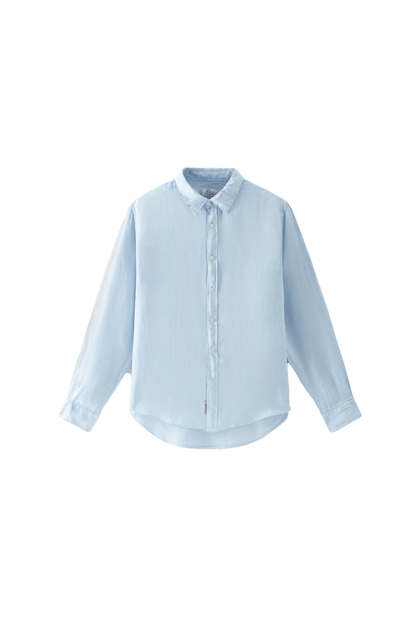 Camicia Di Woolrich In Puro Lino Tinta In Capo Celeste