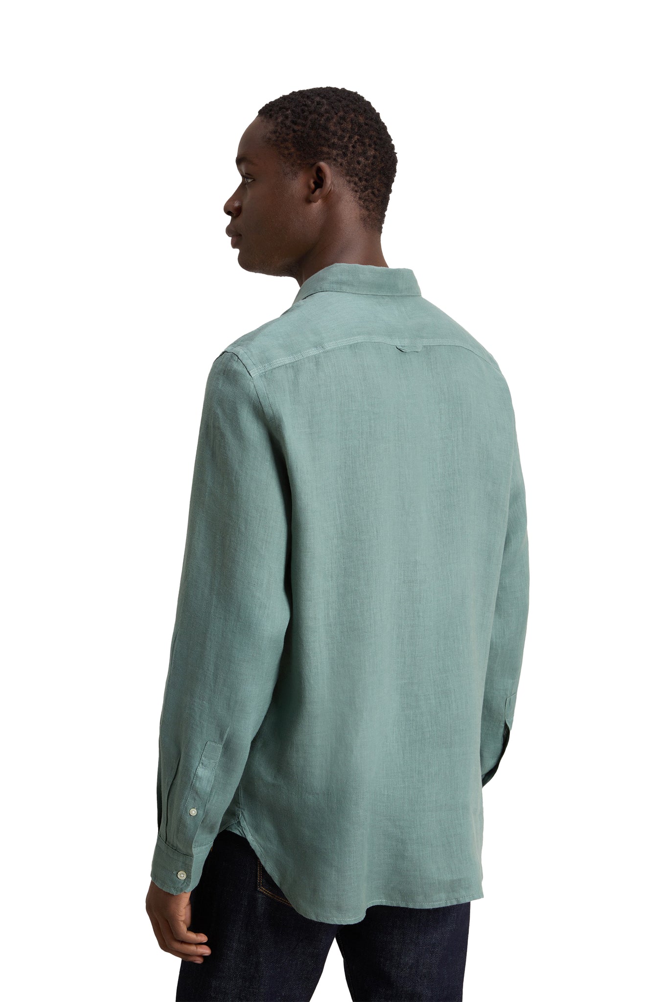 Camicia Di Woolrich In Puro Lino Tinta In Capo Verde