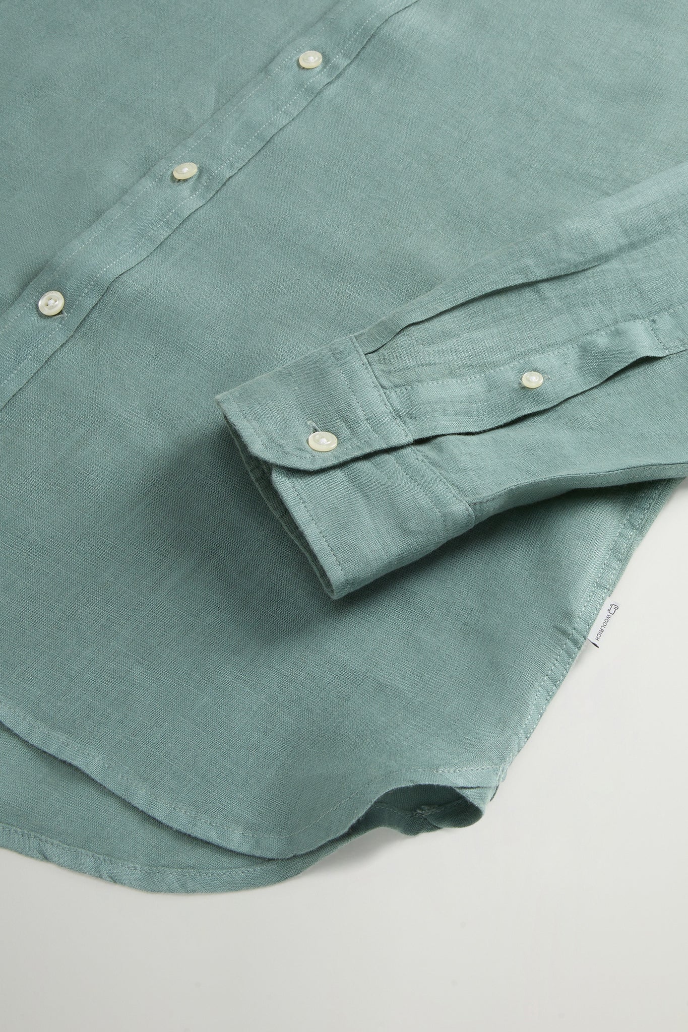 Camicia Di Woolrich In Puro Lino Tinta In Capo Verde