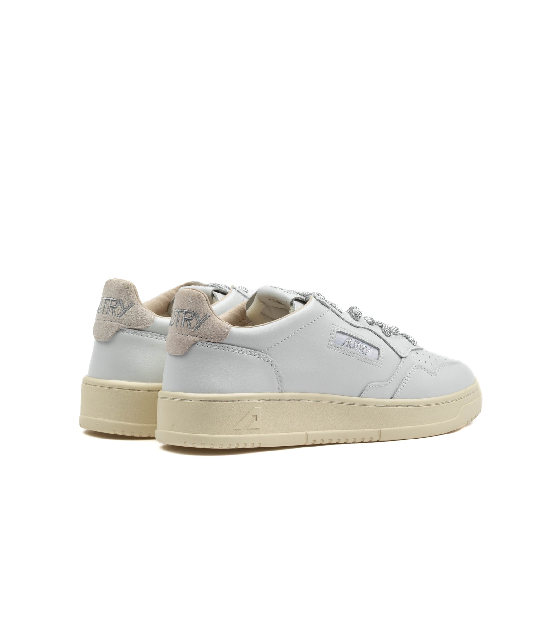 Autry Medalist Low Leather Swoll White Silver Donna
