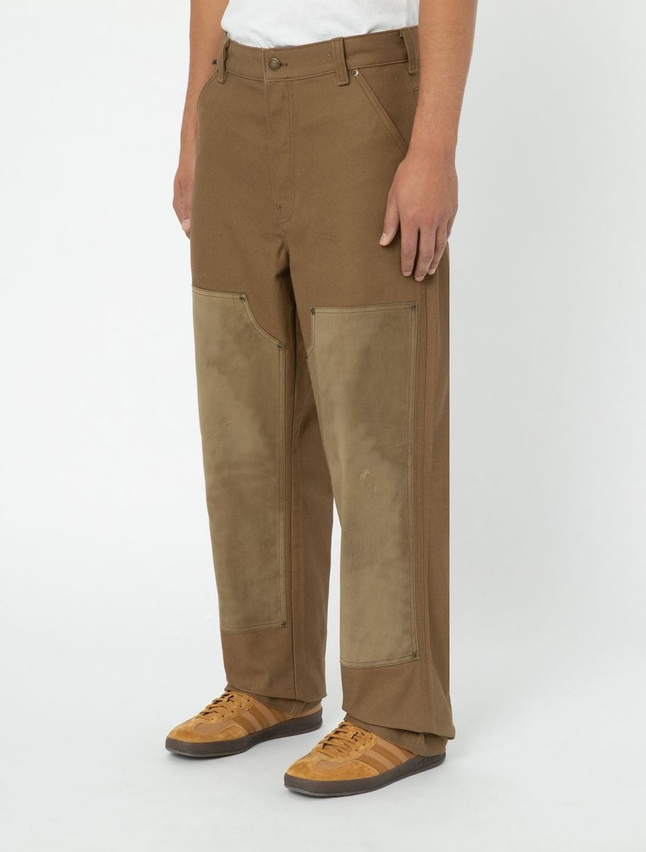 Pantalone Dickies Lucas Waxed Double Knee Acorn Marrone Uomo