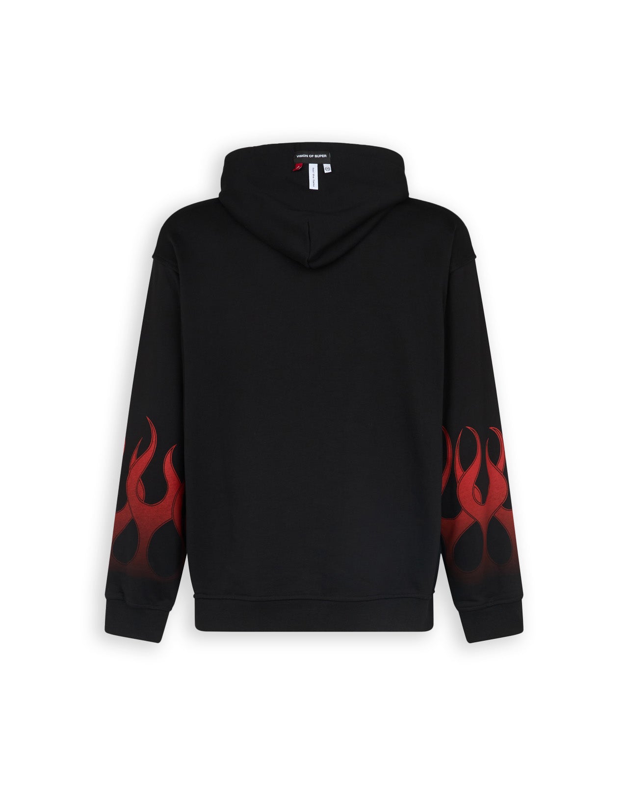 Felpa Vos Nera Con Fiamme Rosse