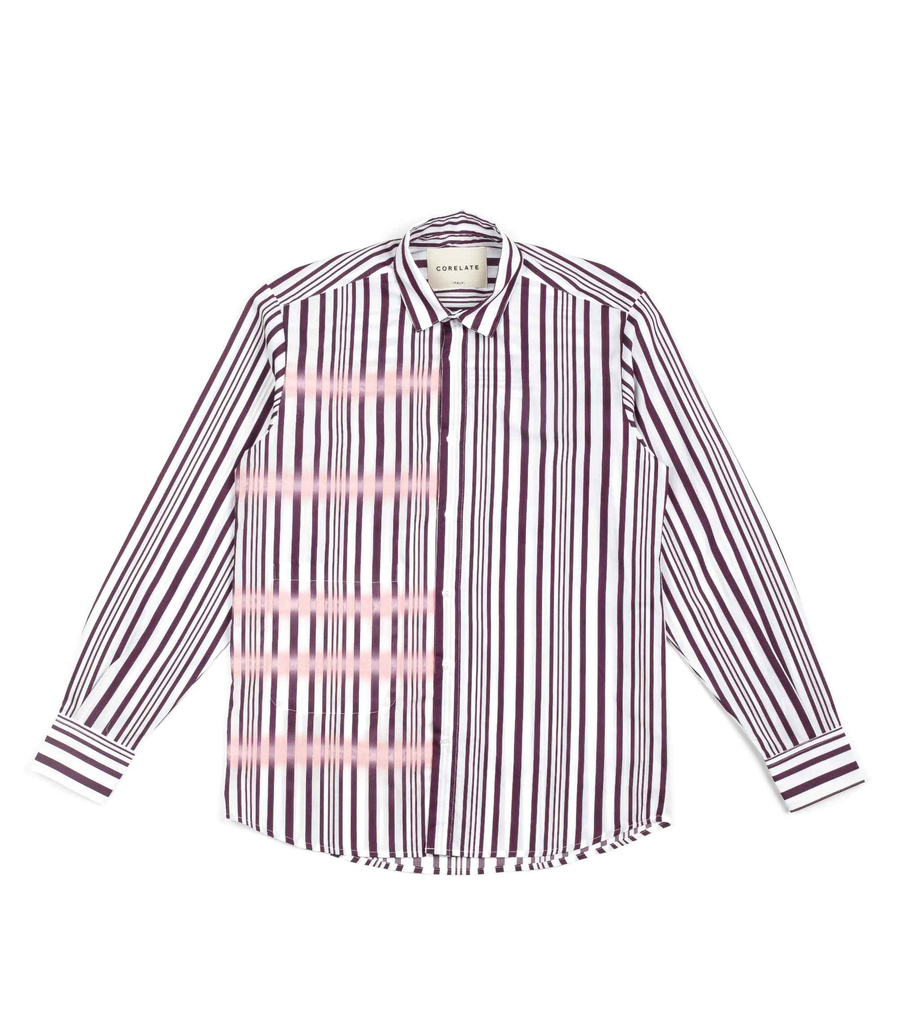 Core Late Camicia Over Righe Spray Bordeaux