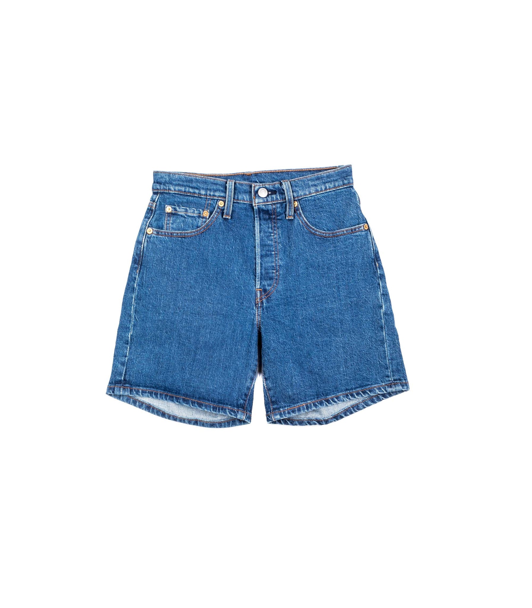 Levis Short Jeans Lungo Con Risvolto Blu Donna