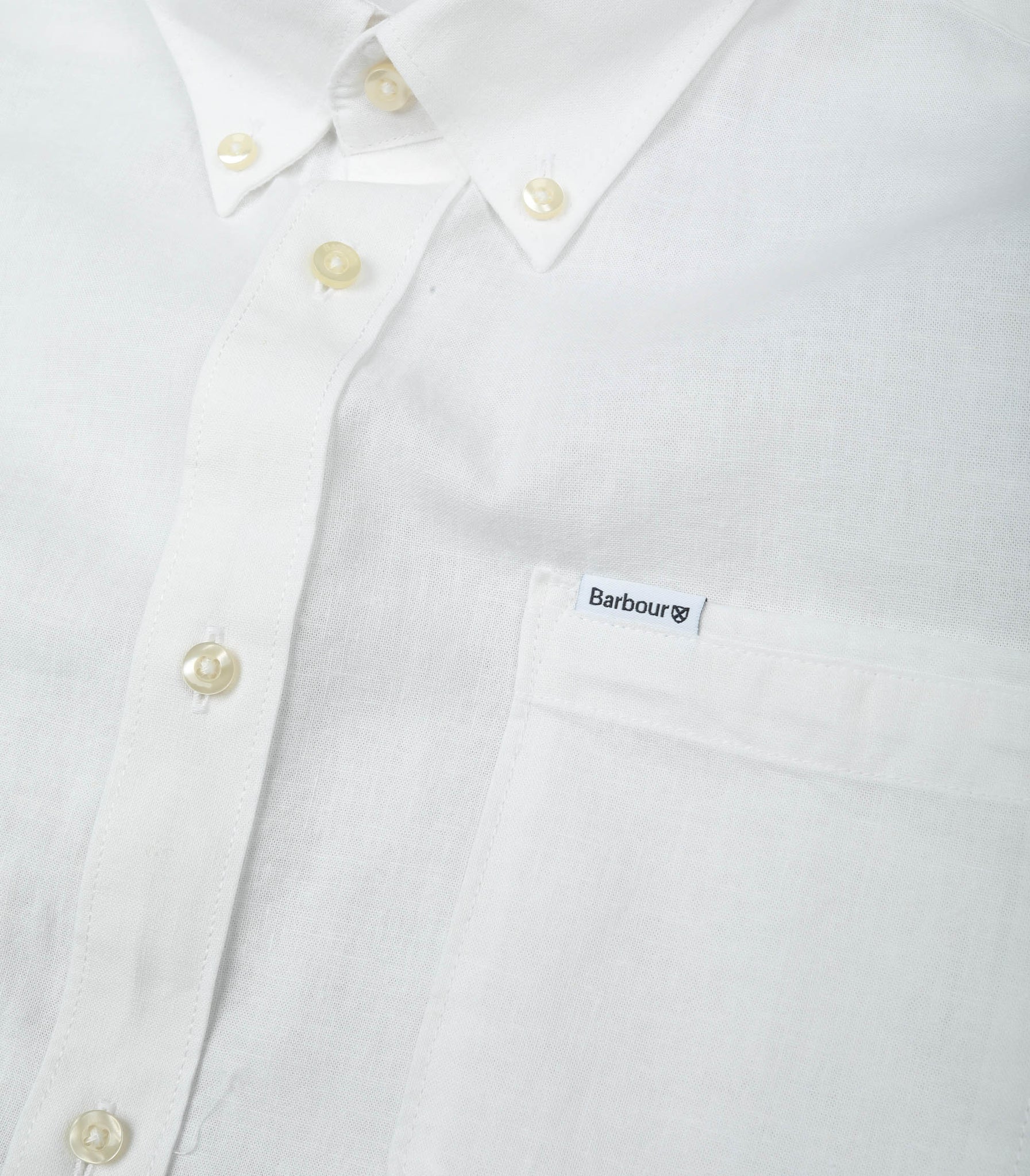 Barbour Camicia Lino Botton Down Bianco