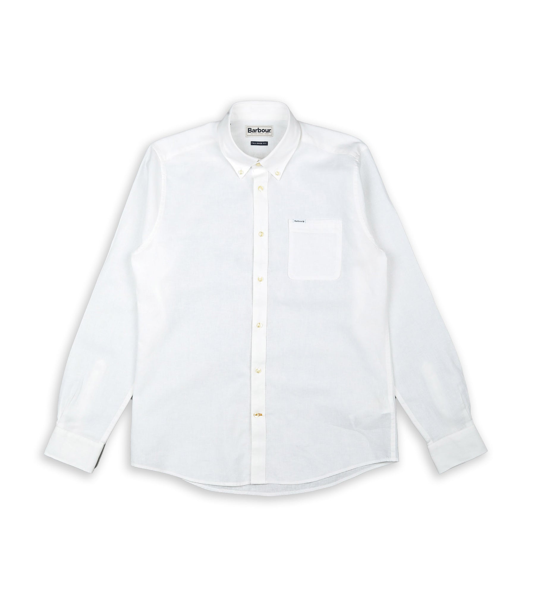 Barbour Camicia Lino Botton Down Bianco