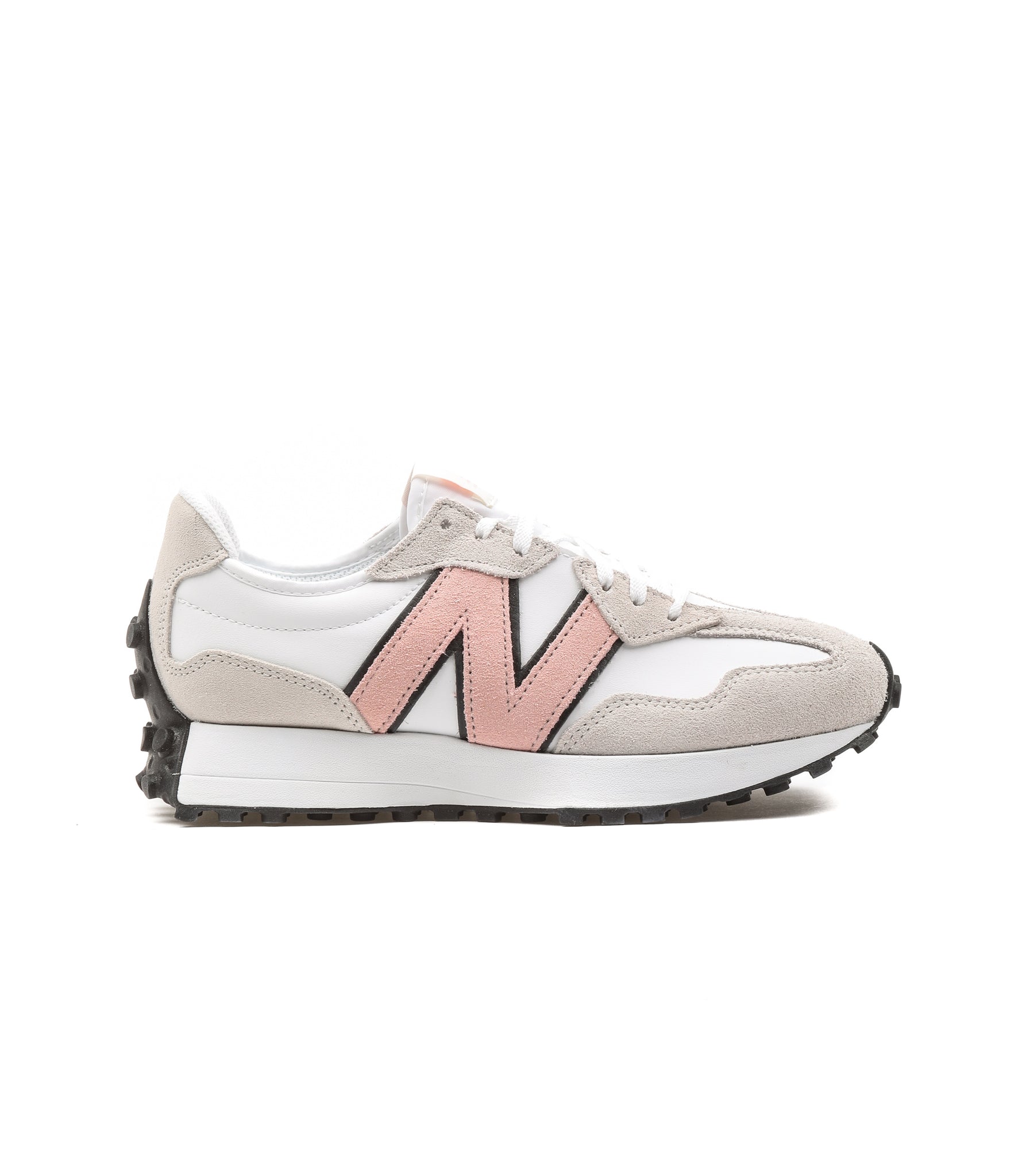 New Balance 327 Pelle Bianca Logo Rosa Donna