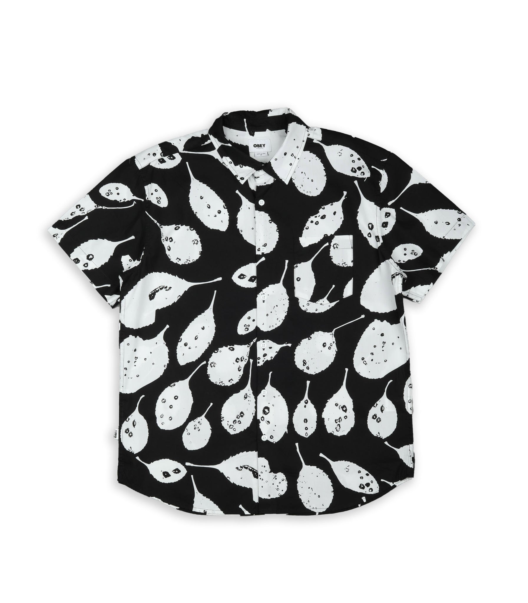 Camicia Obey  Leaves Woven Foglie Nero