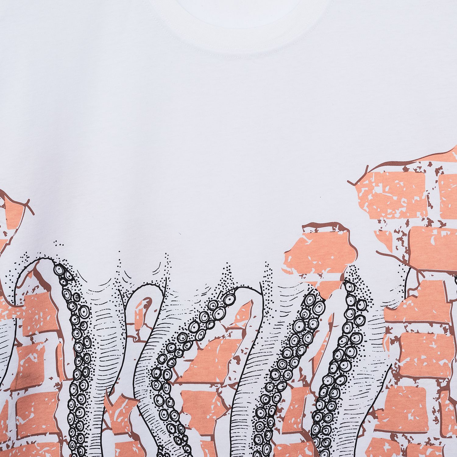 T-Shirt Octopus Bricks Tee Tentacoli Bianco Uomo