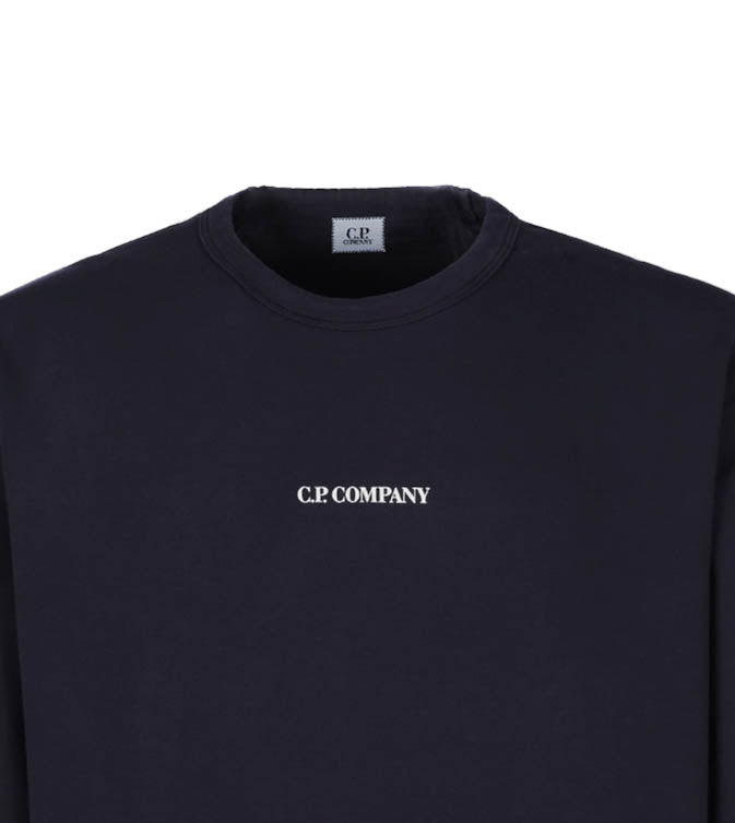 Felpa Girocollo C.P. Company Logo Blu Uomo