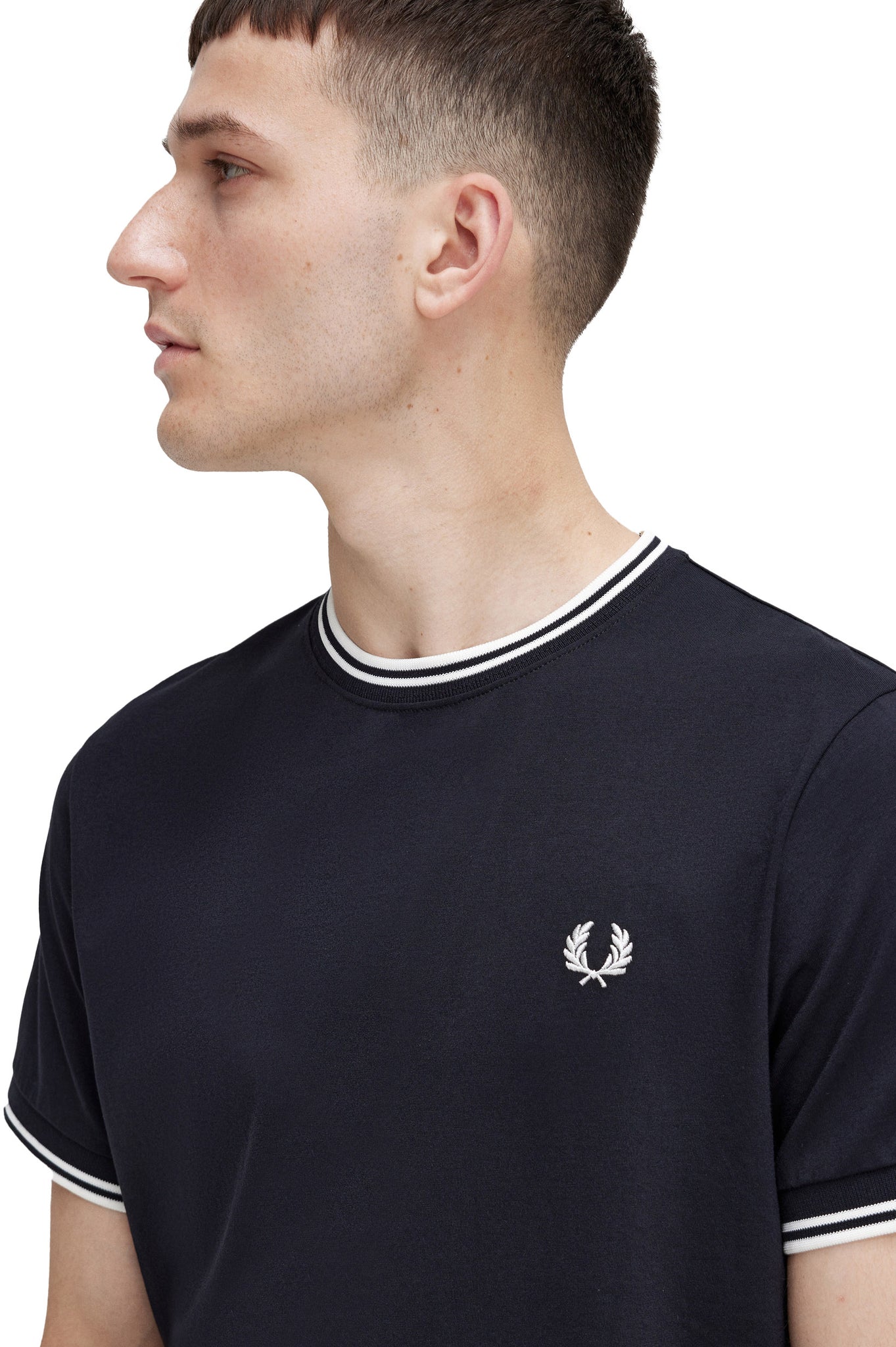 T-Shirt Fred Perry Twin Tipped Righe Nero Uomo