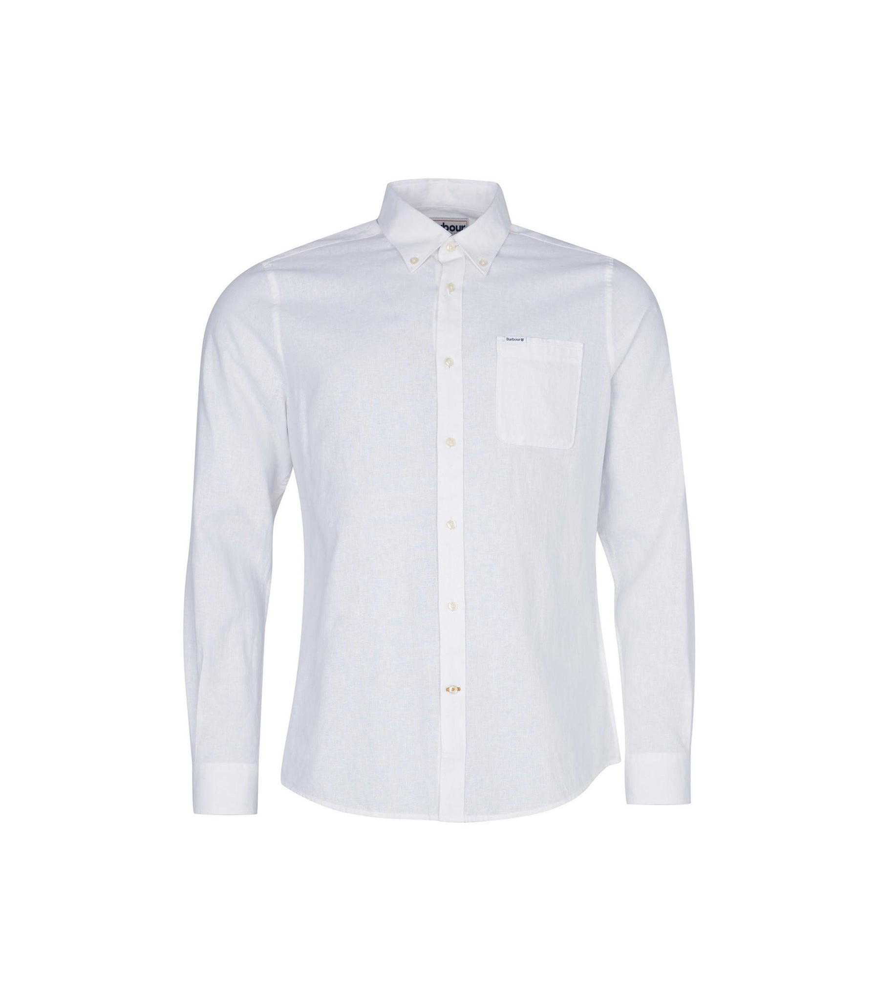 Camicia Barbour Lino Botton Down Bianco Uomo